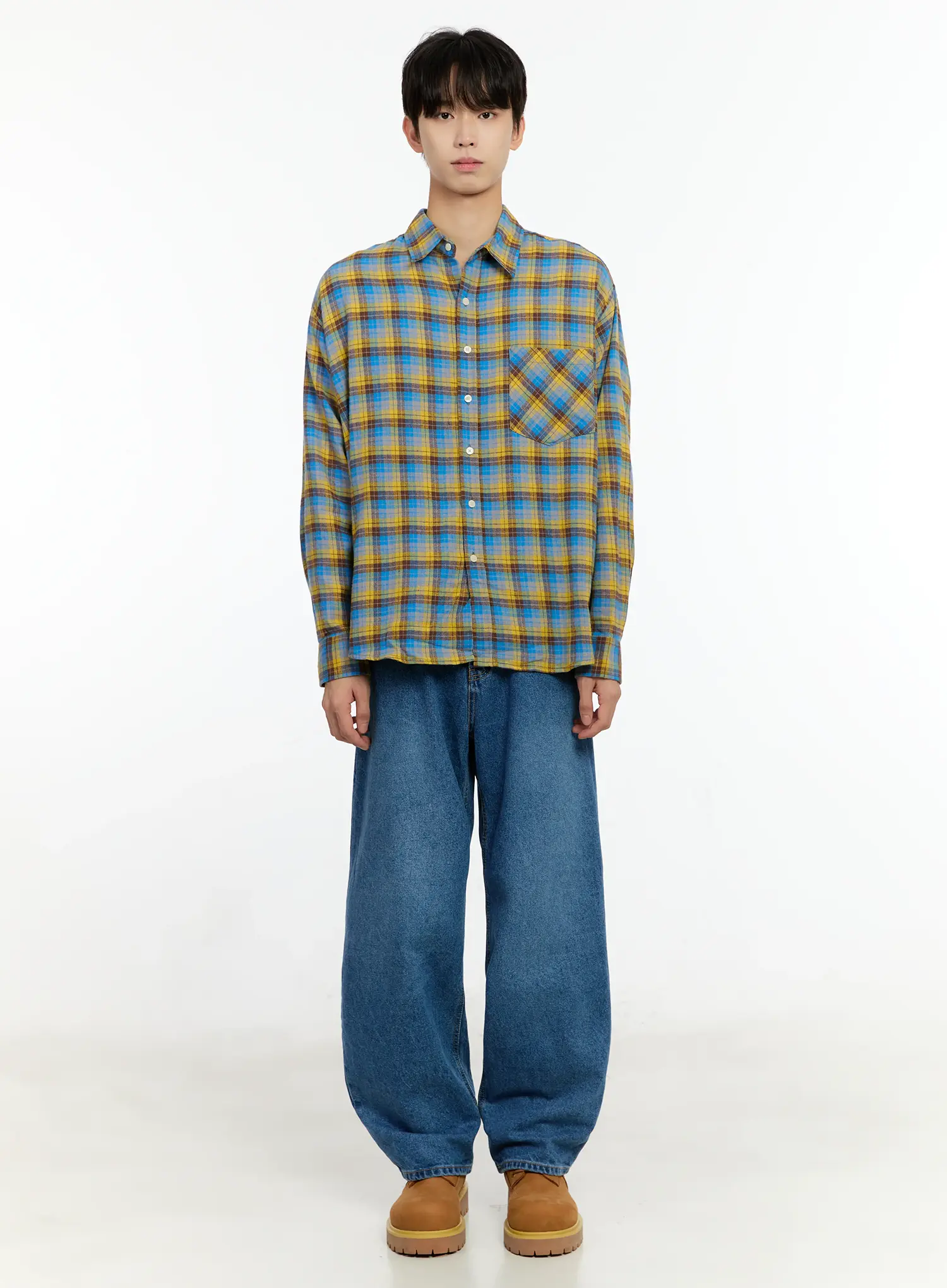 Men's Checkered Elbow Patch Shirt IN503 - Image 3
