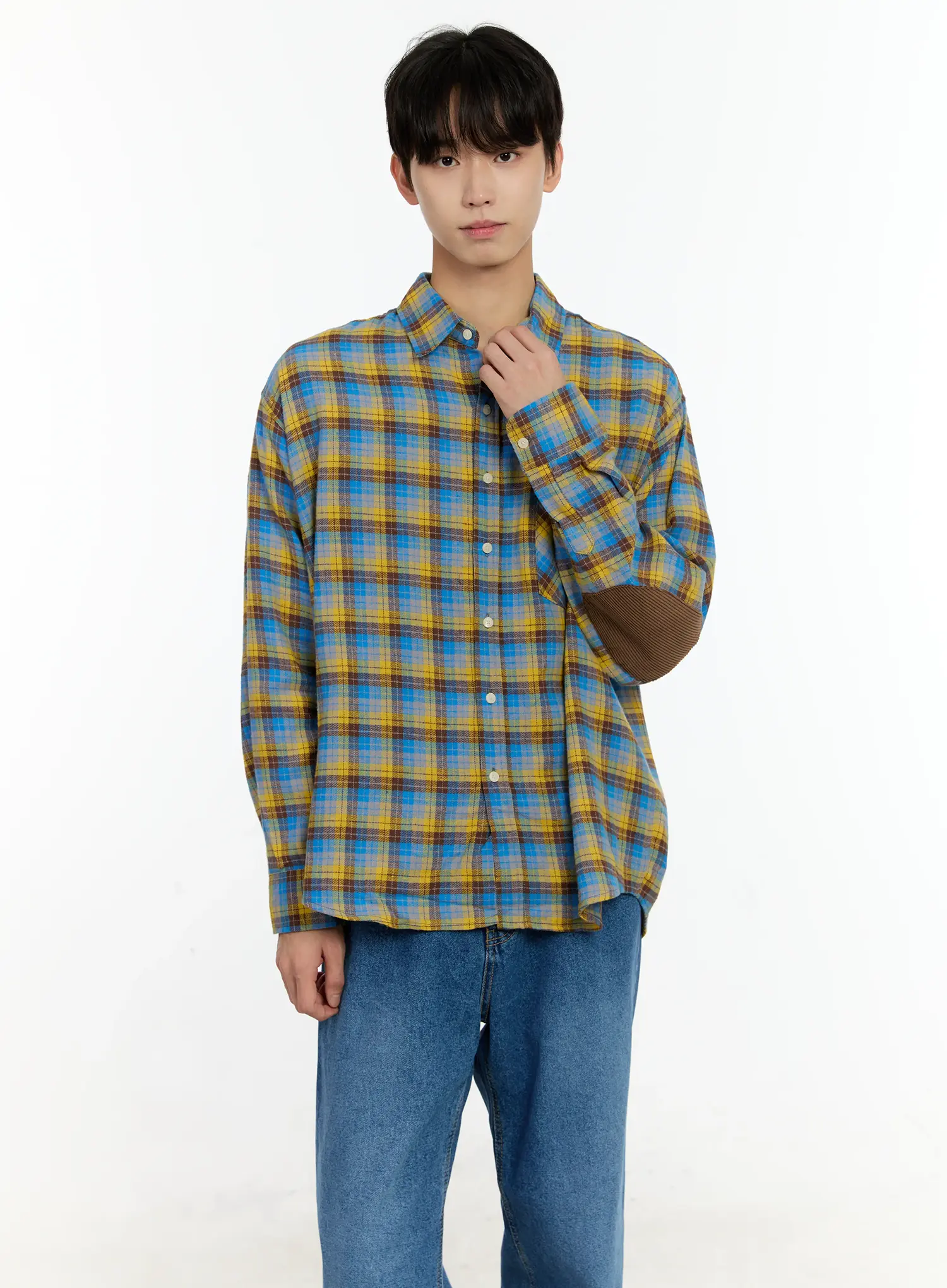 Men's Checkered Elbow Patch Shirt IN503 - Image 6
