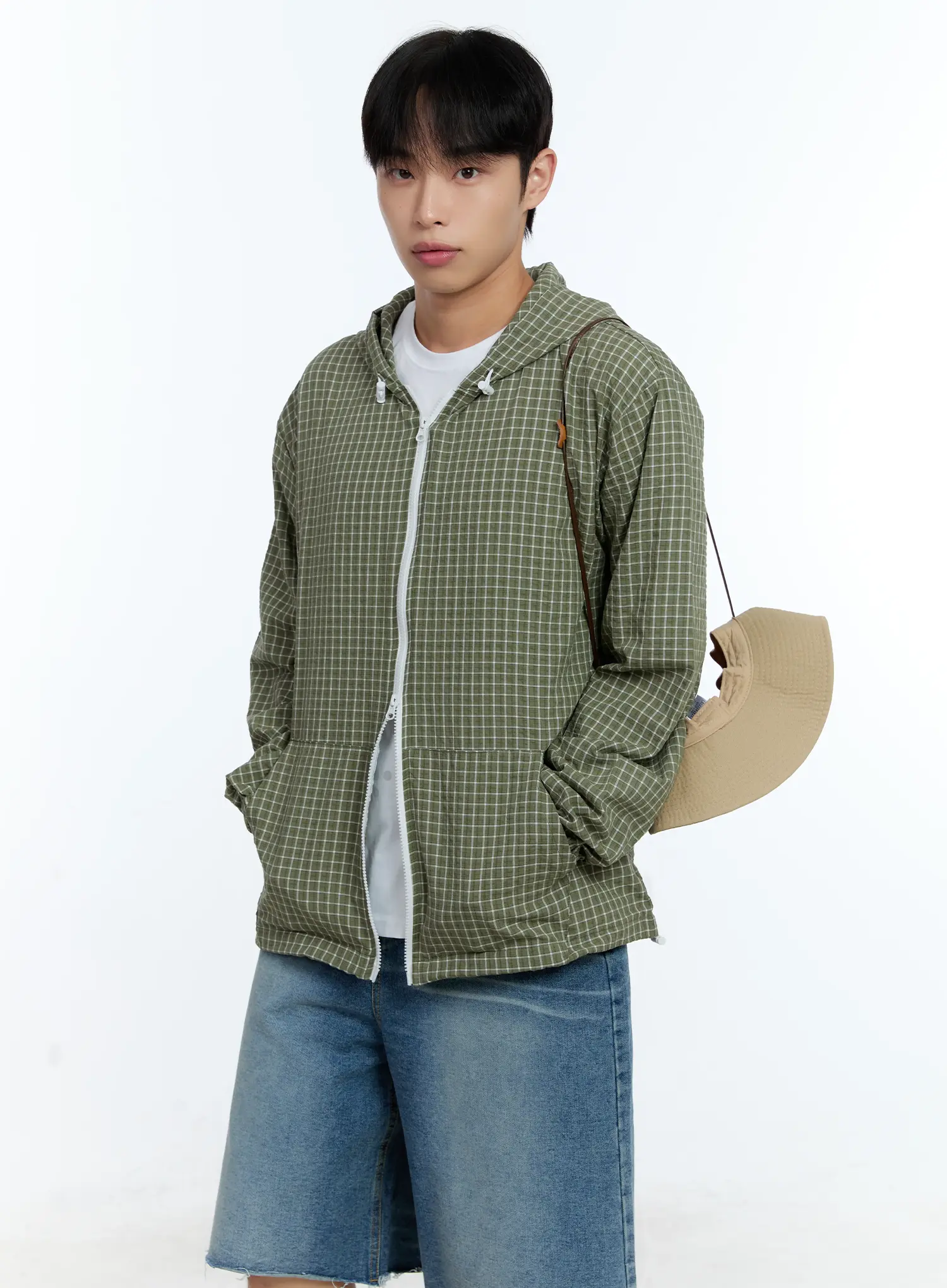 Men's Checkered Windbreaker Jacket IG515 - Image 2