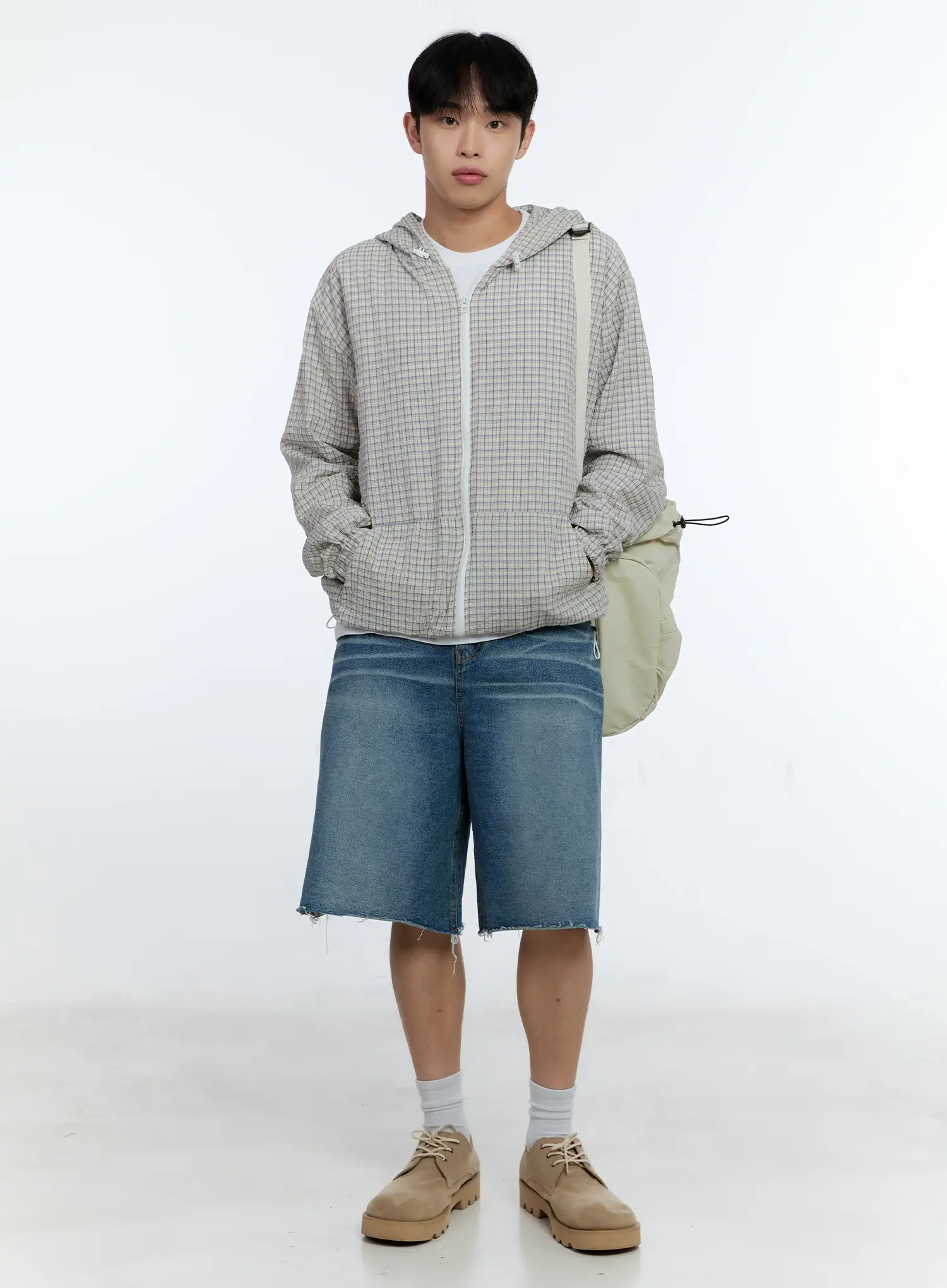 Men's Checkered Windbreaker Jacket IG515 - Image 9