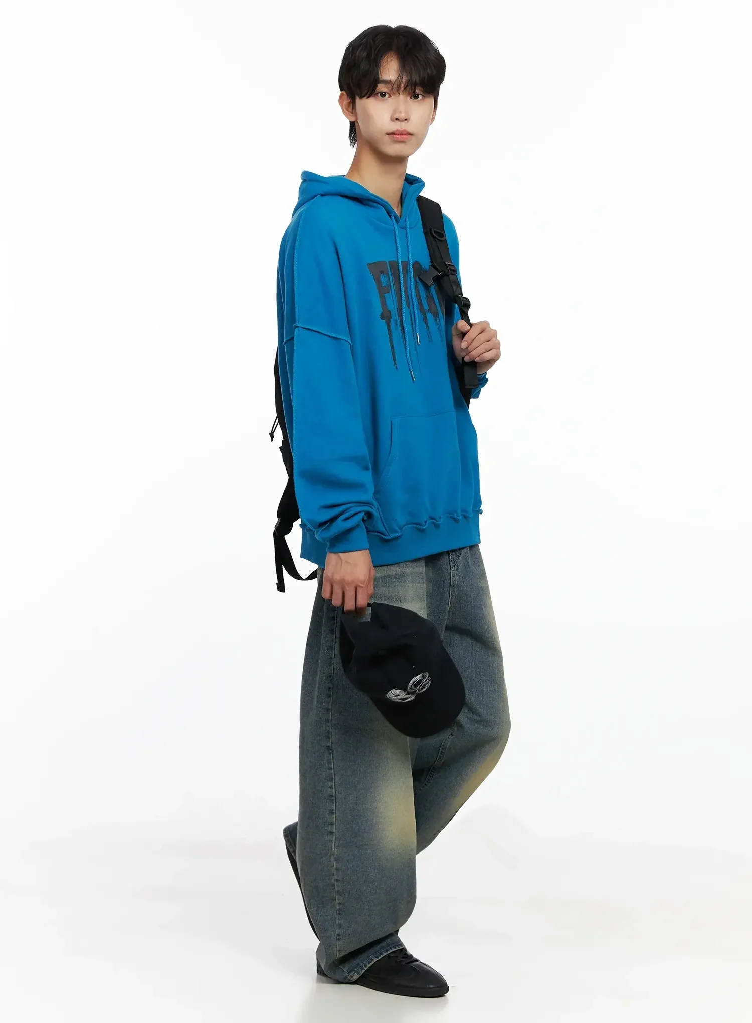 Men's Classic Blue Washed Wide-Leg Jeans IO516 - Image 14