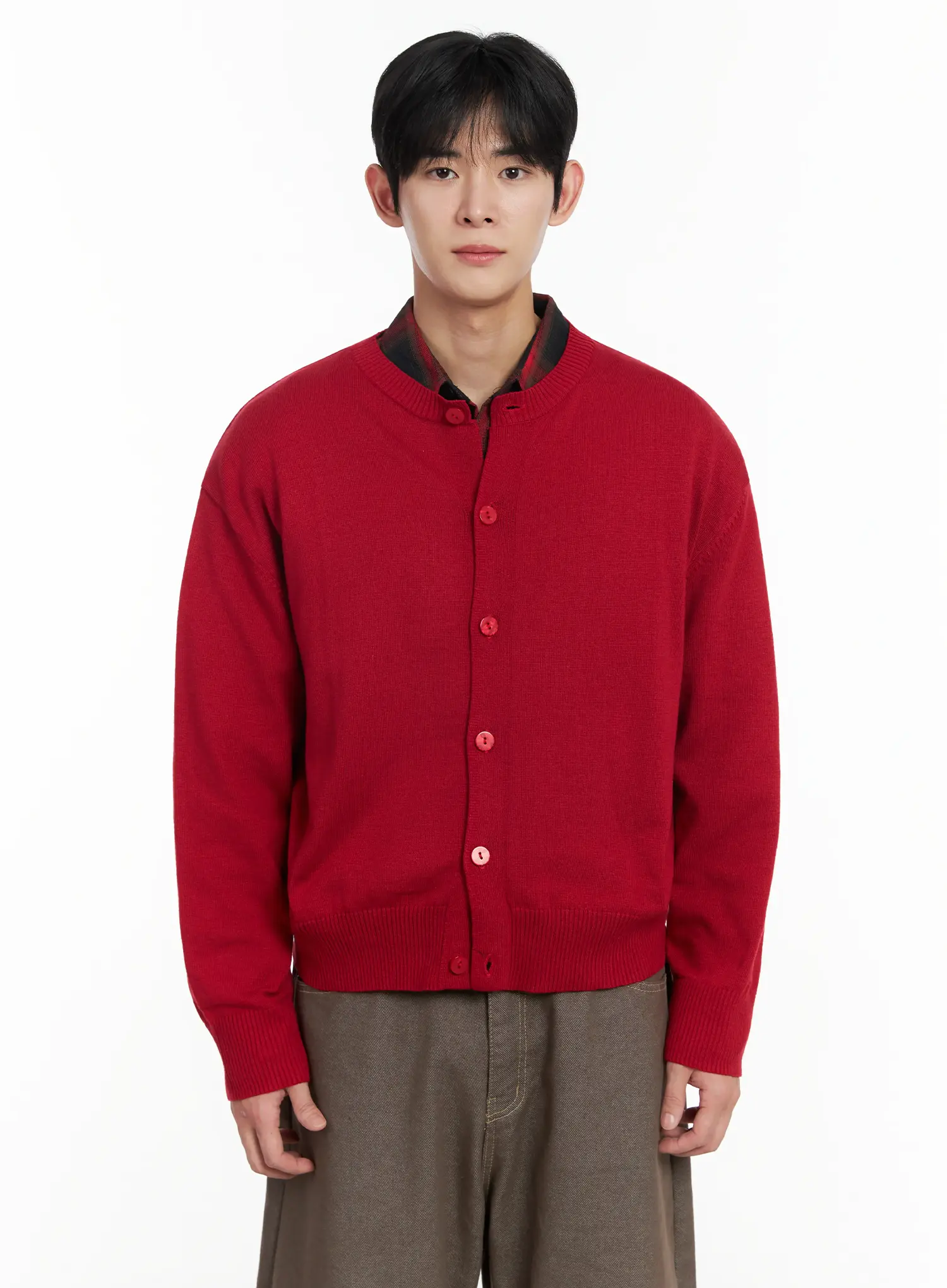 Men's Classic Button-Up Wool Cardigan IF516 - Image 14