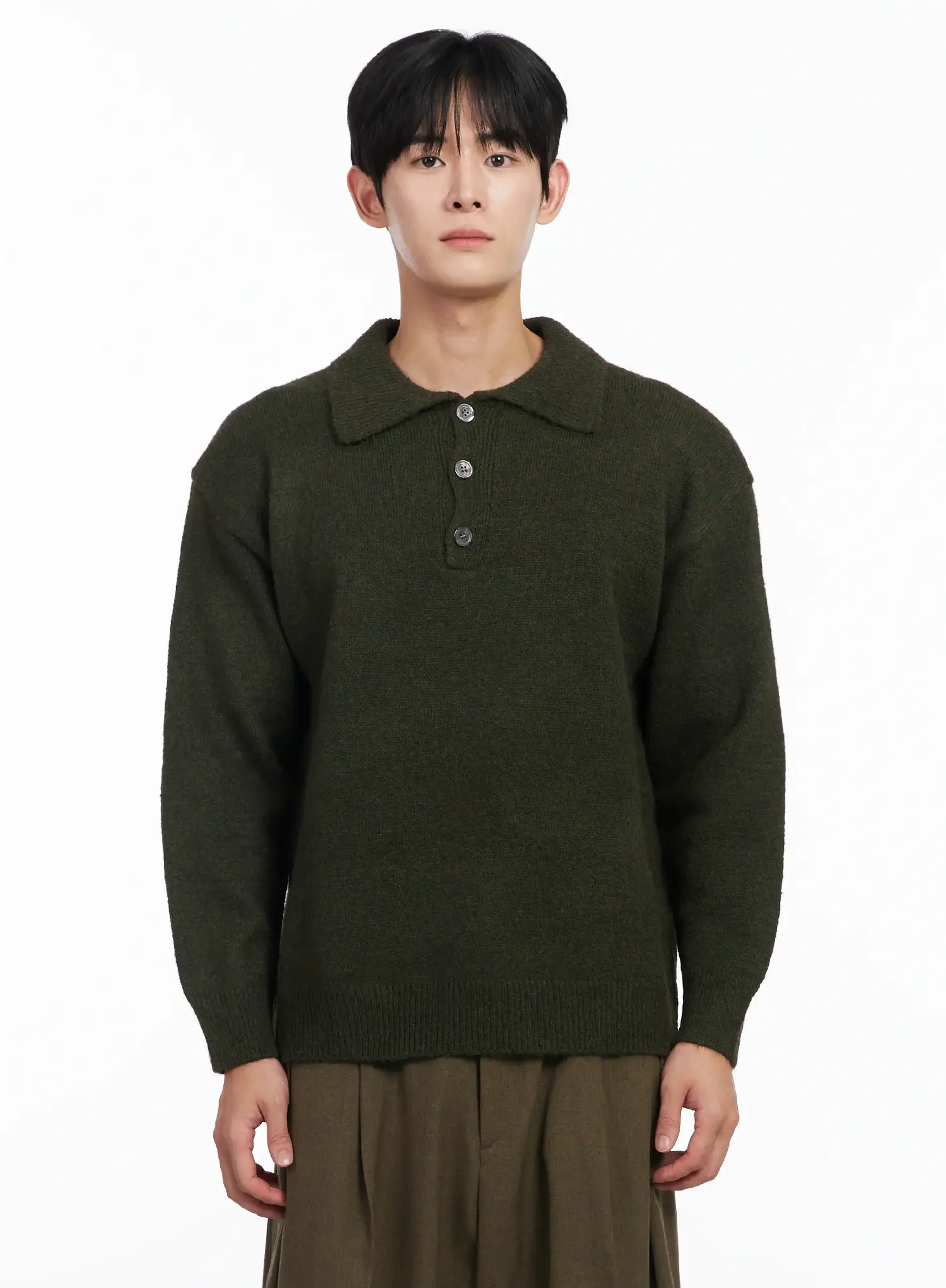 Men's Classic Collared Long Sleeve Knit IJ521 - Image 10