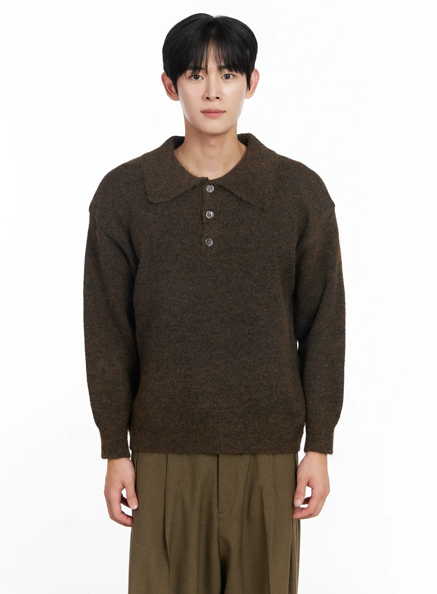 Men's Classic Collared Long Sleeve Knit IJ521 - Image 11