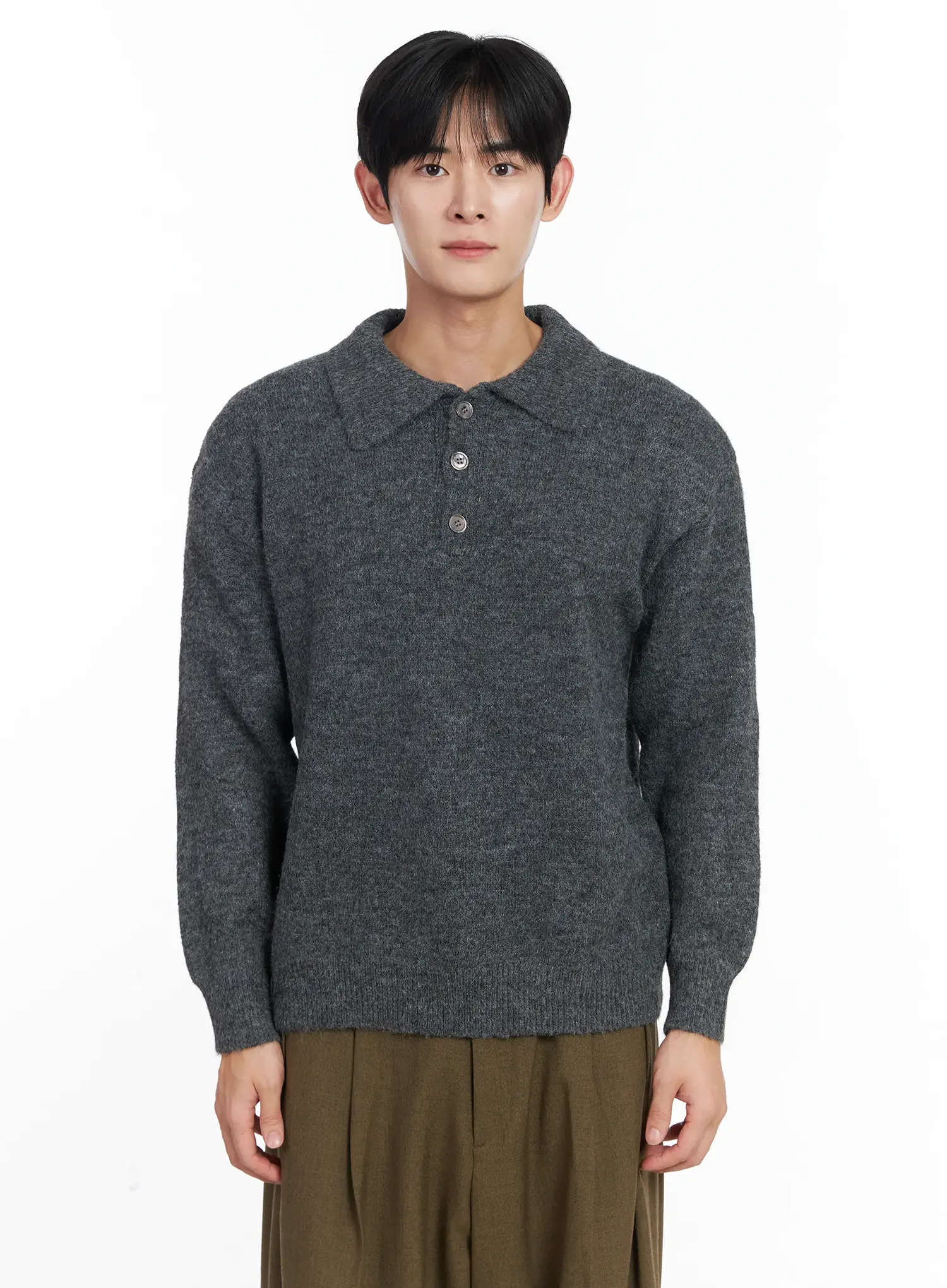 Men's Classic Collared Long Sleeve Knit IJ521 - Image 12