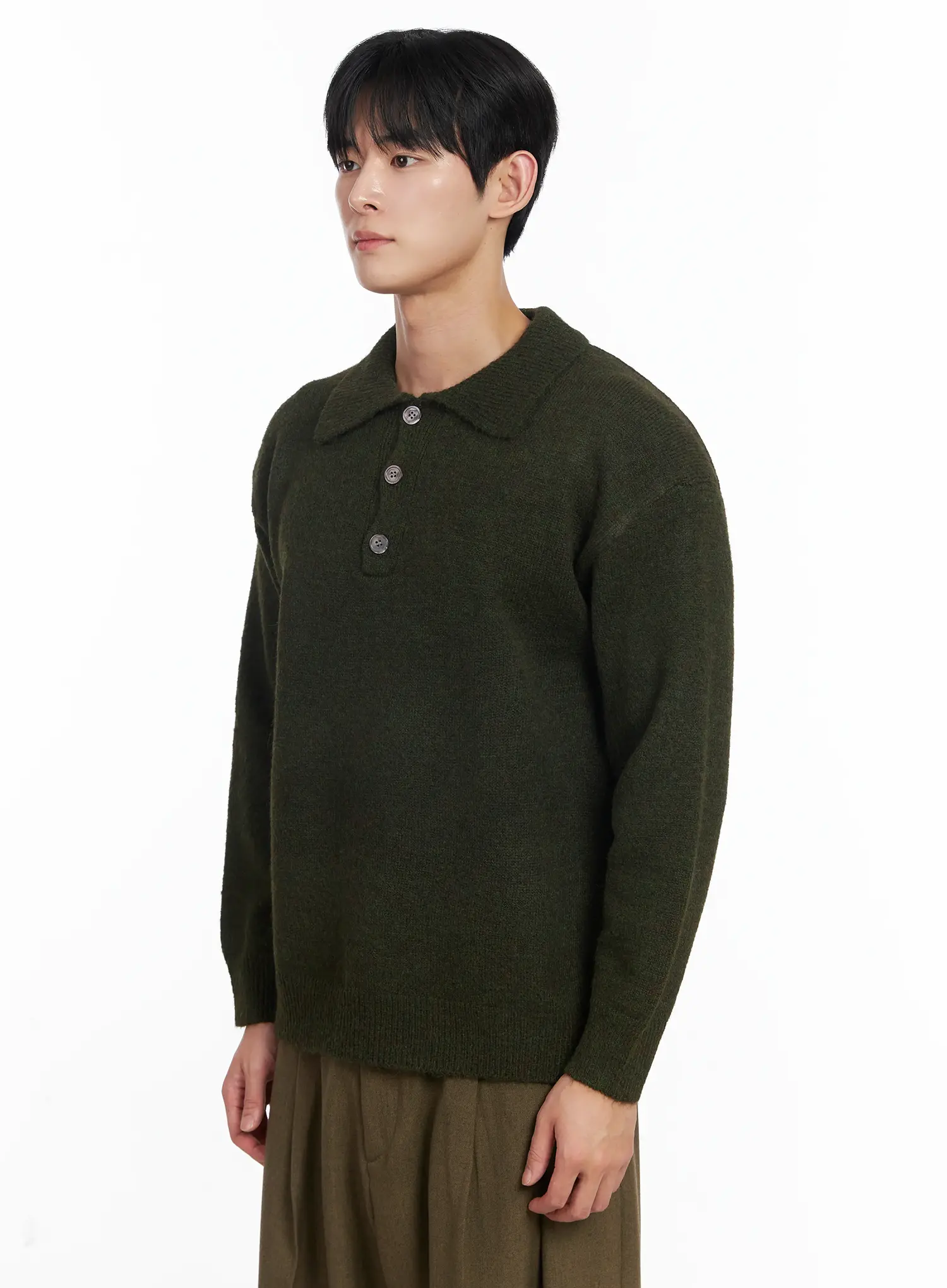 Men's Classic Collared Long Sleeve Knit IJ521 - Image 4