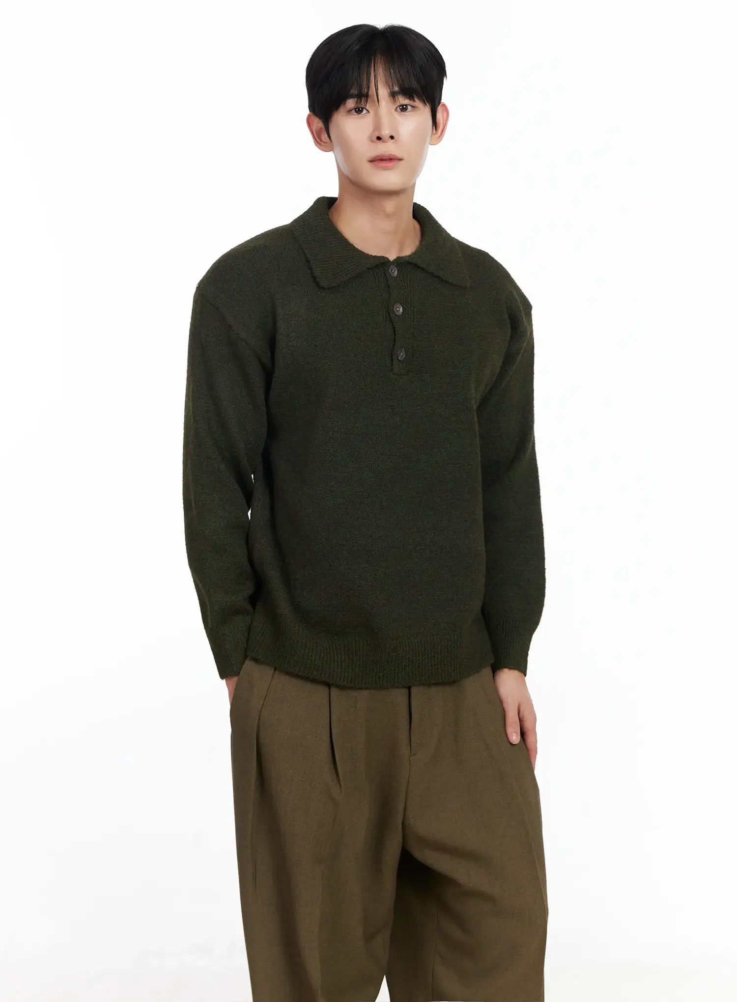 Men's Classic Collared Long Sleeve Knit IJ521 - Image 6