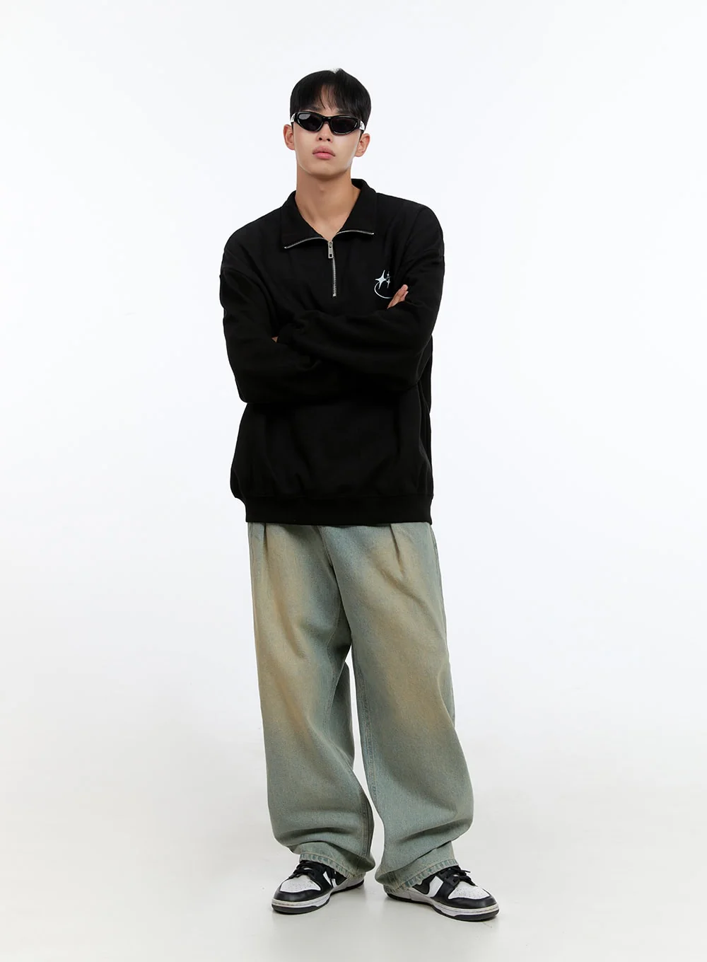 Men's Classic Cotton Half-Zip Graphic Hoodie (Black) IS413 - Image 2