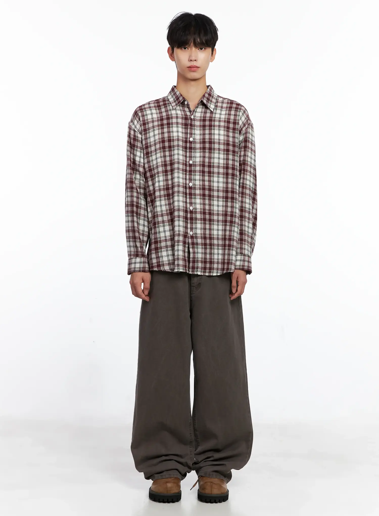 Men's Classic Plaid Button-Up Shirt IS519 - Image 3