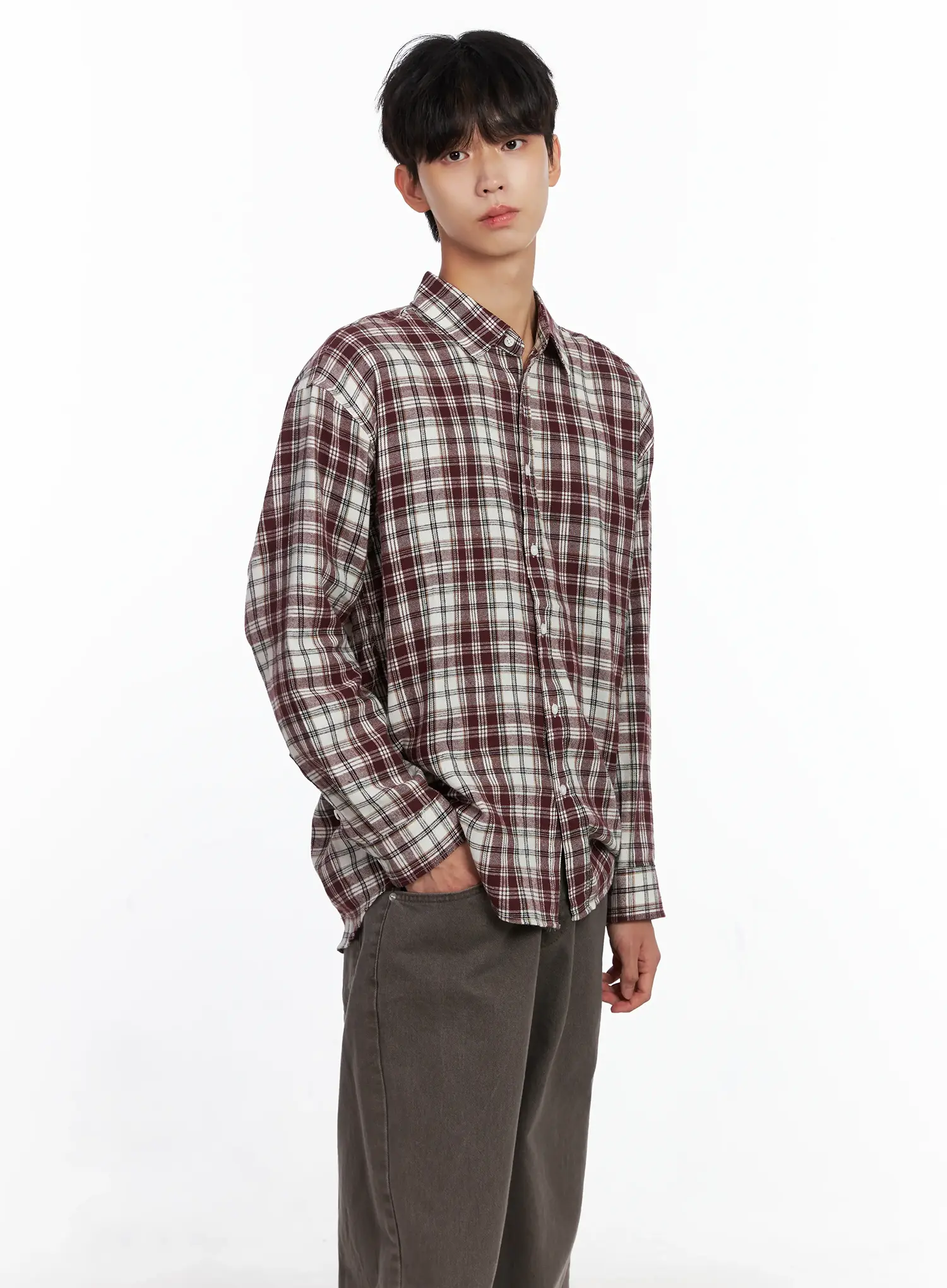 Men's Classic Plaid Button-Up Shirt IS519 - Image 7