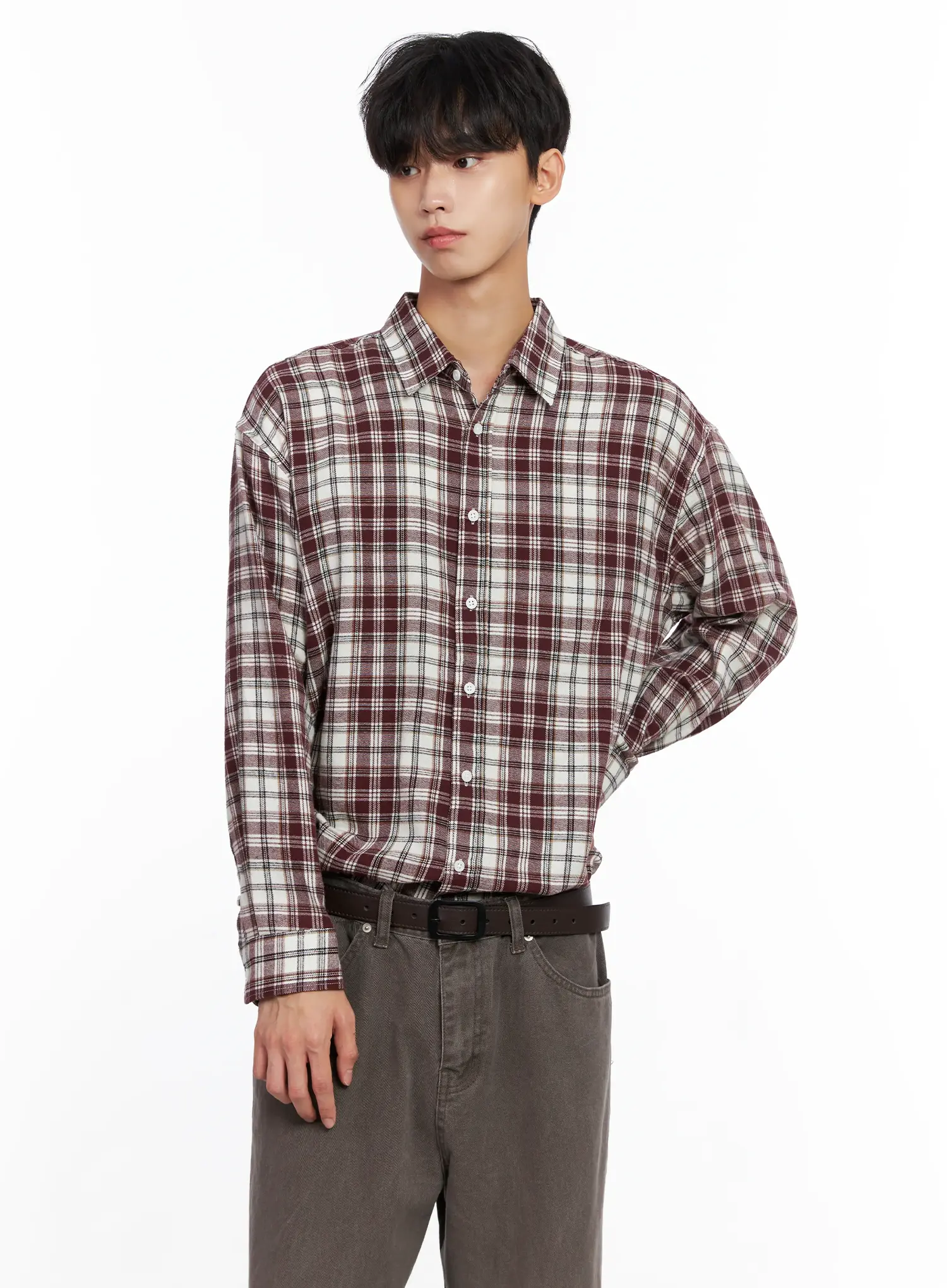 Men's Classic Plaid Button-Up Shirt IS519 - Image 8