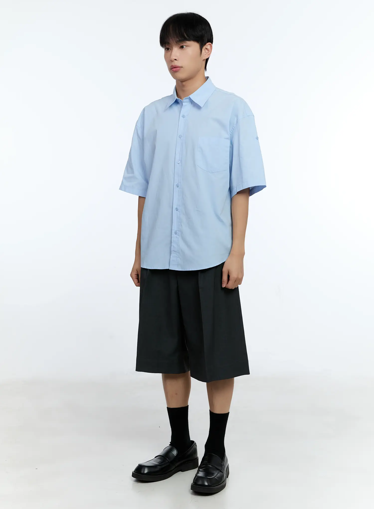 Men's Classic Pleated Bermuda Shorts IG519 - Image 8