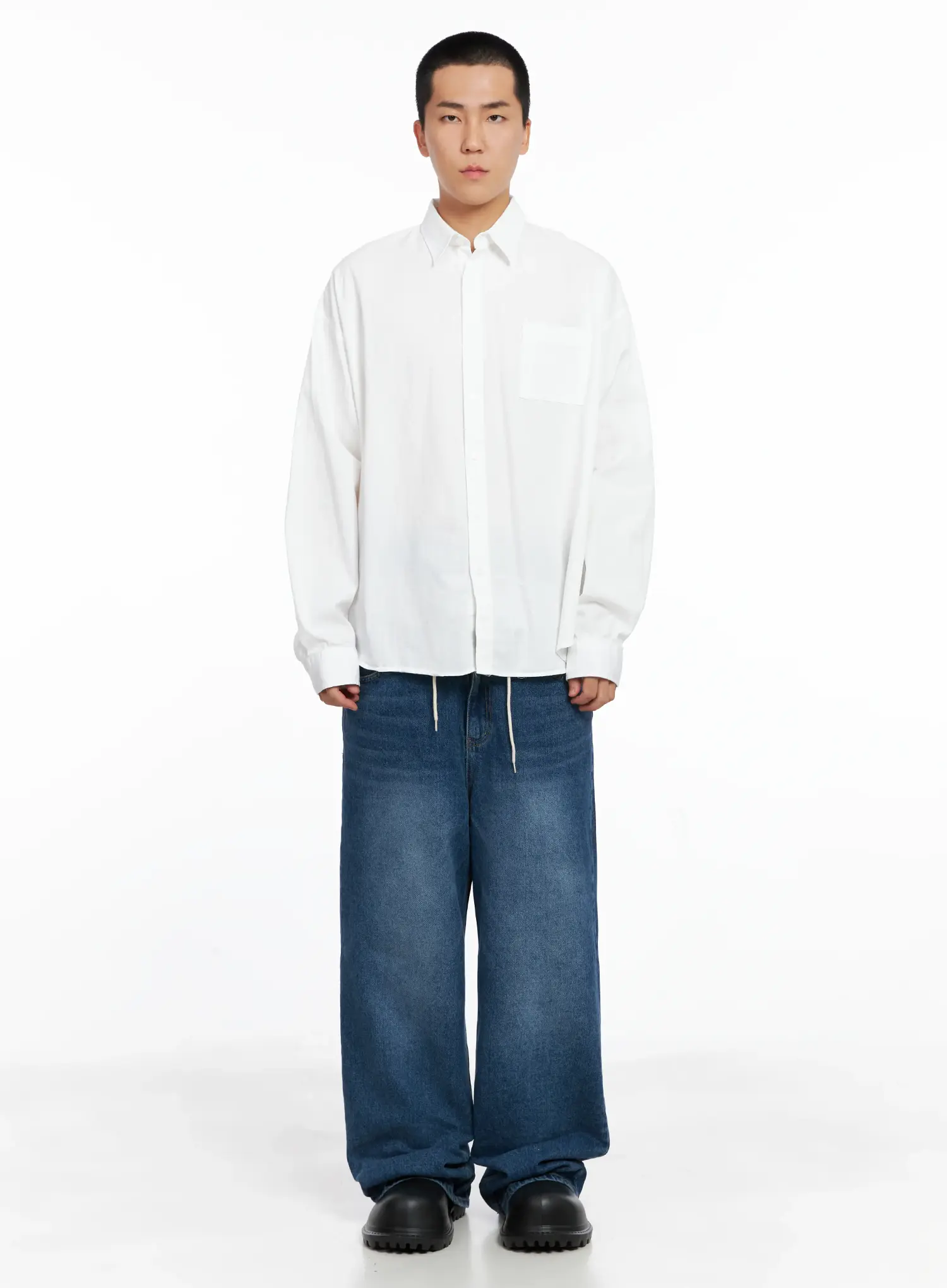 Men's Classic White Button-Up Shirt IS502 - Image 3