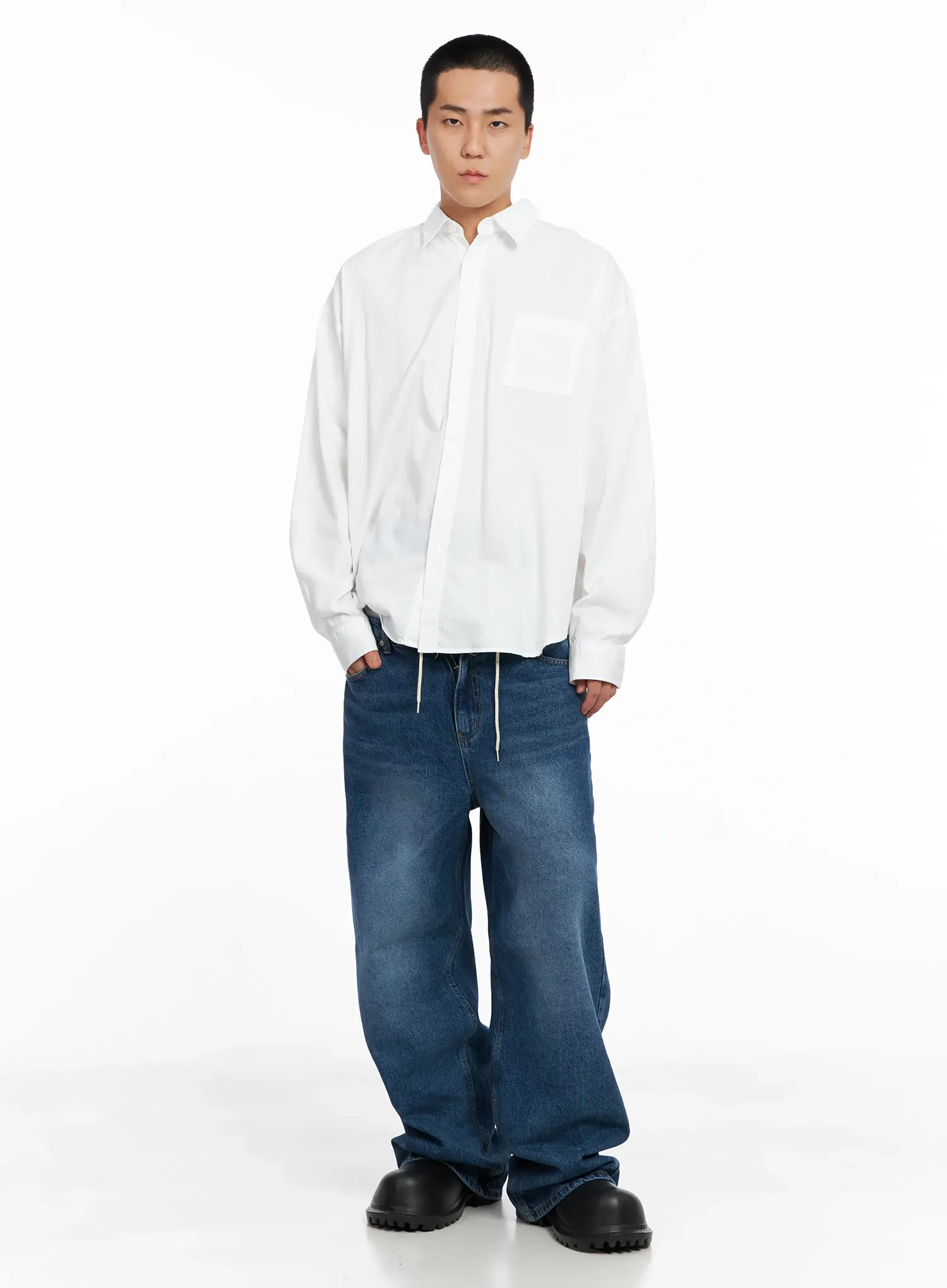 Men's Classic White Button-Up Shirt IS502 - Image 7