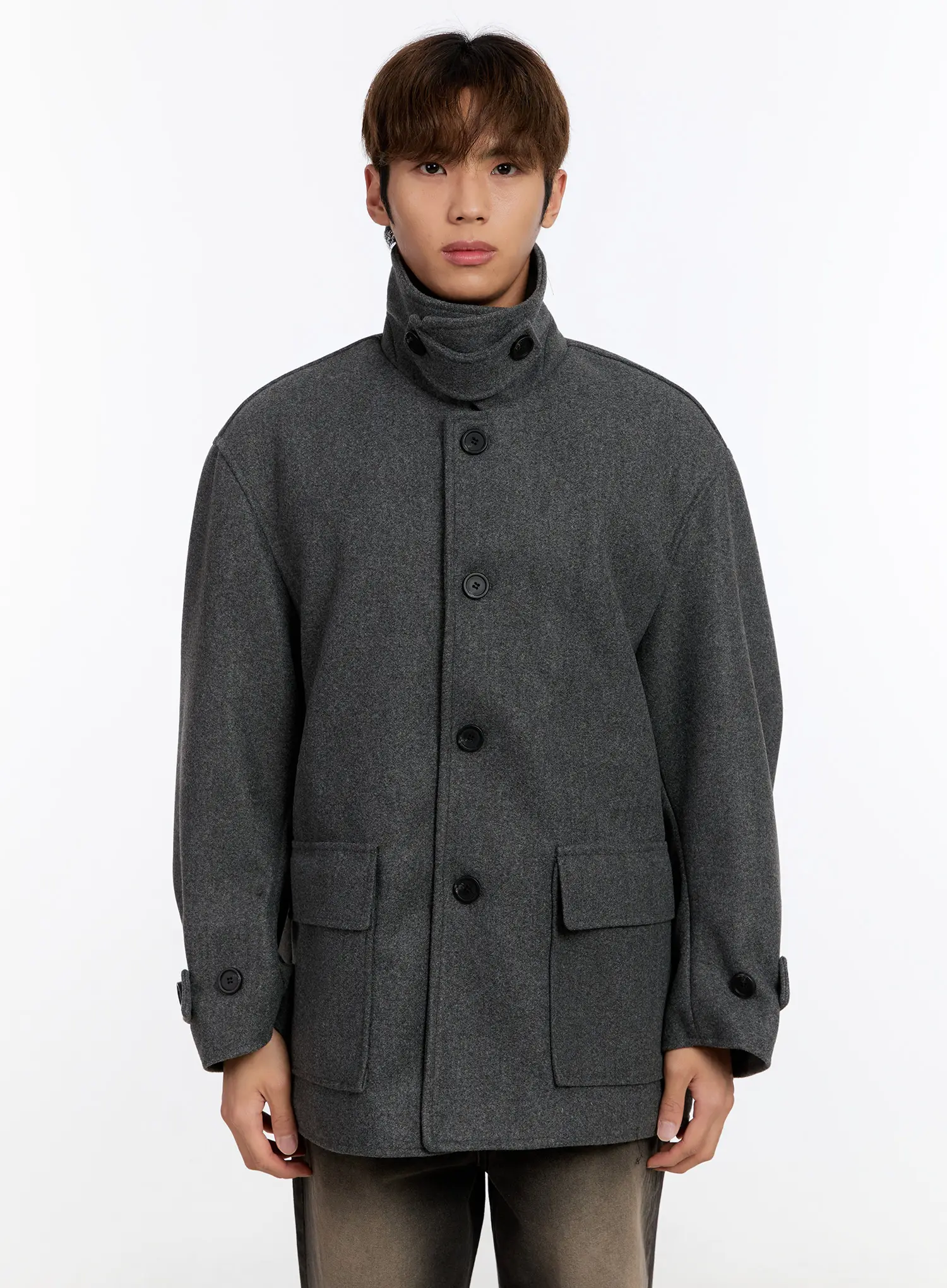 Men's Classic Wool Overcoat IN528 - Image 11