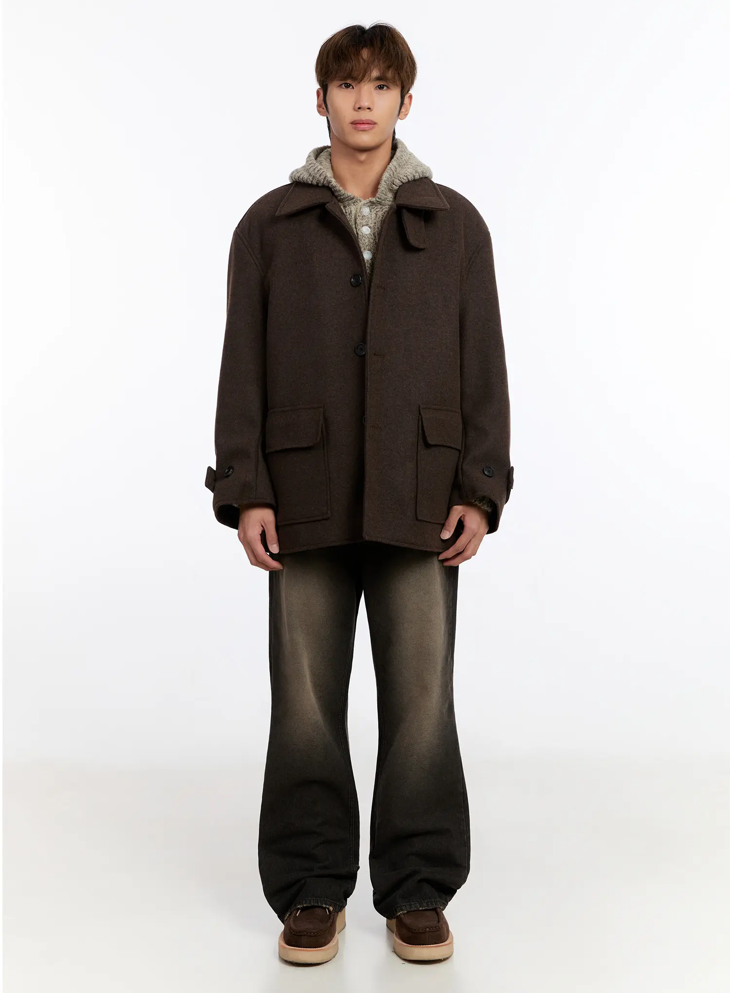 Men's Classic Wool Overcoat IN528 - Image 3