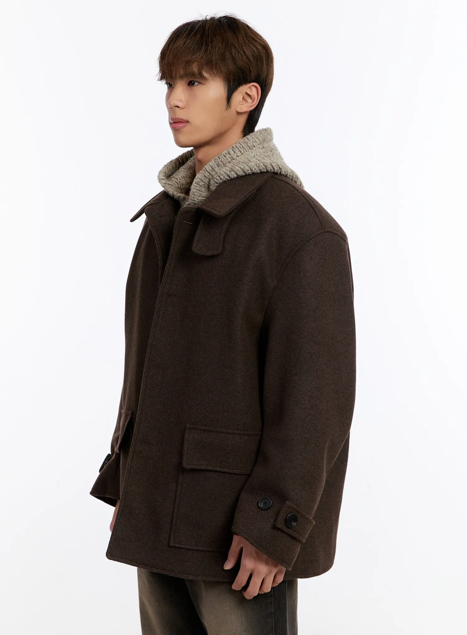 Men's Classic Wool Overcoat IN528 - Image 4