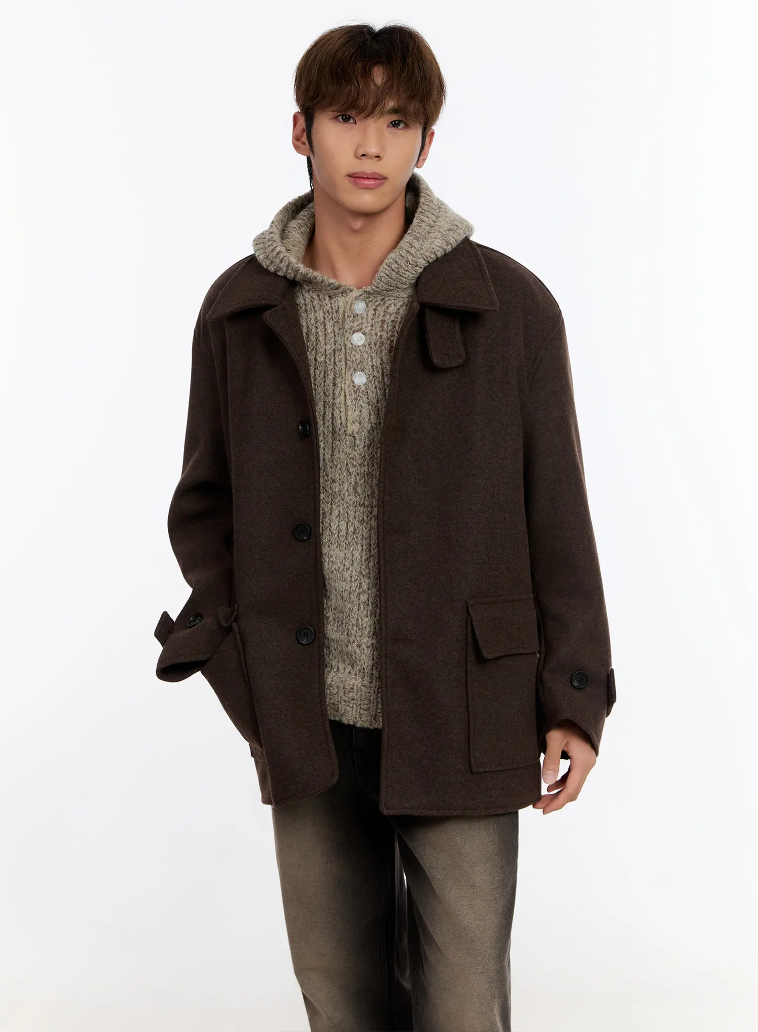 Men's Classic Wool Overcoat IN528 - Image 6