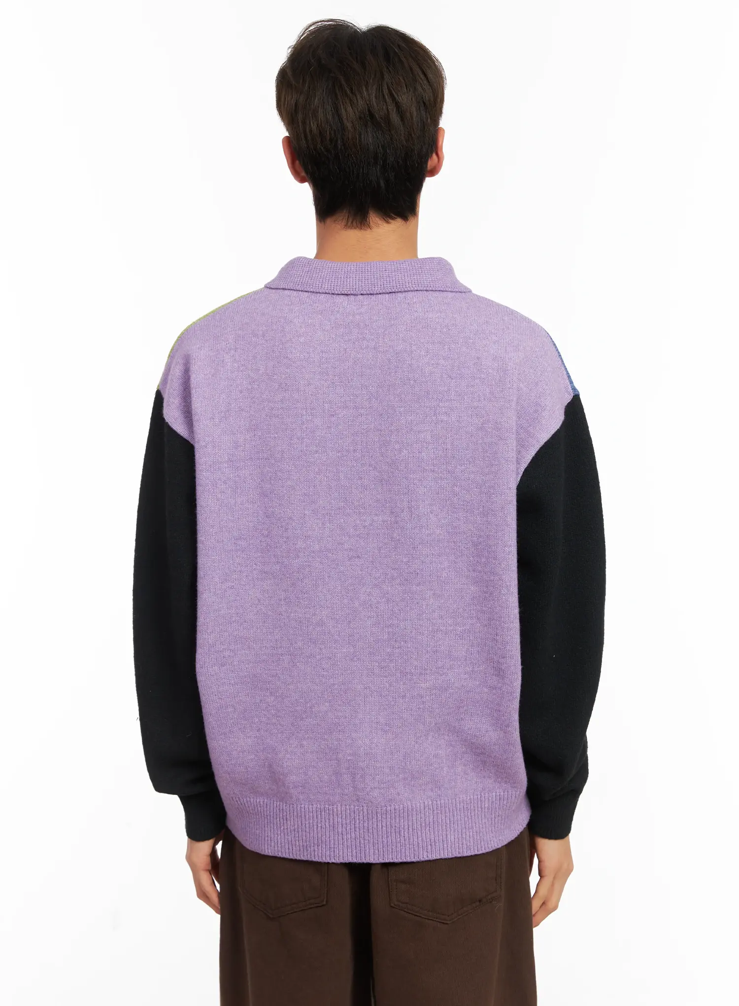 Men's Colorblock Collared Cardigan ID511 - Image 5