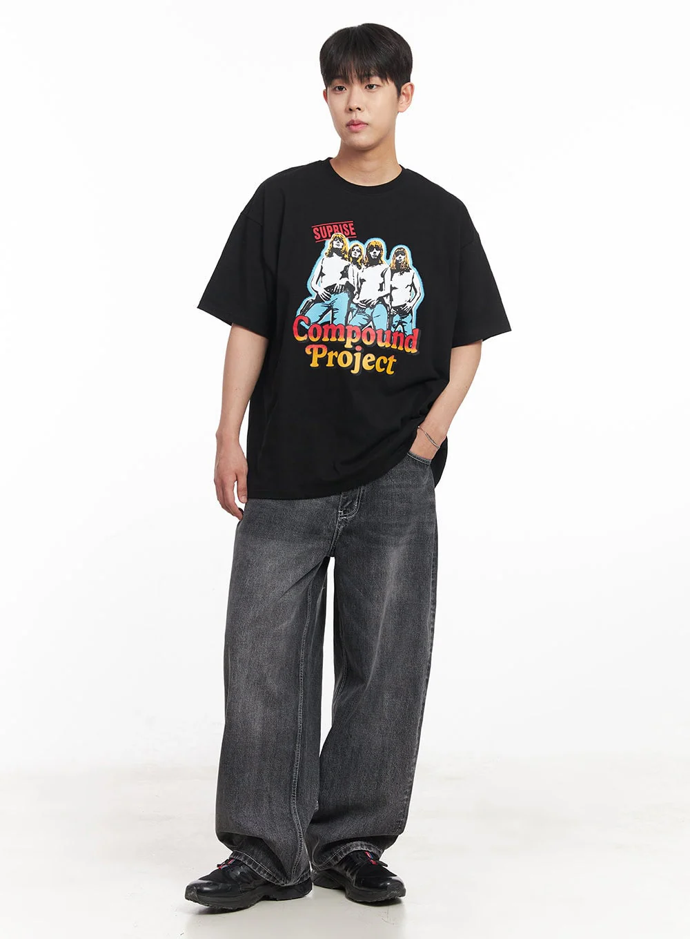 Men's Compound Graphic Oversize T-Shirt IA525 - Image 11