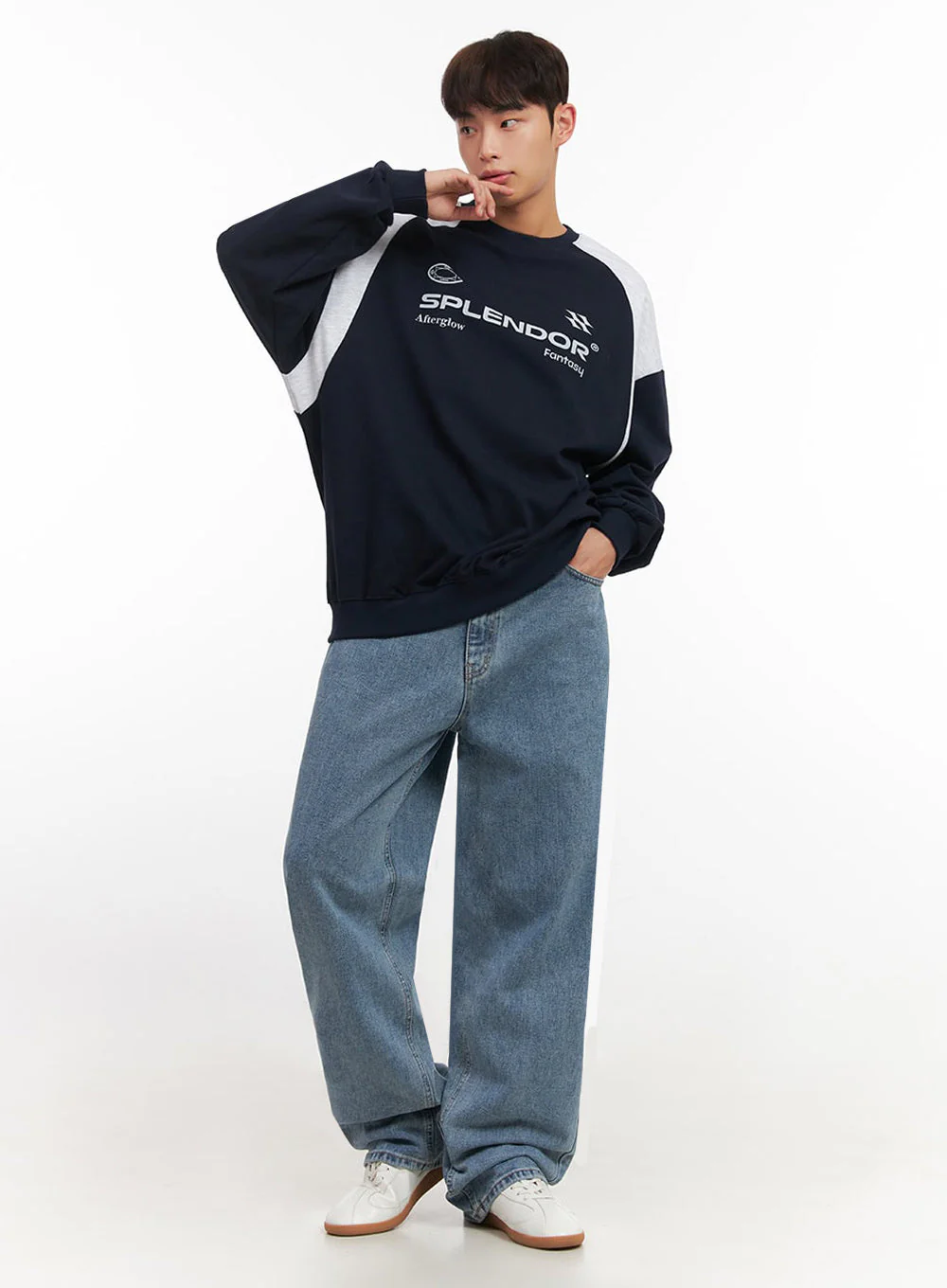 Men's Contrast Graphic Sweatshirt IF517 - Image 2
