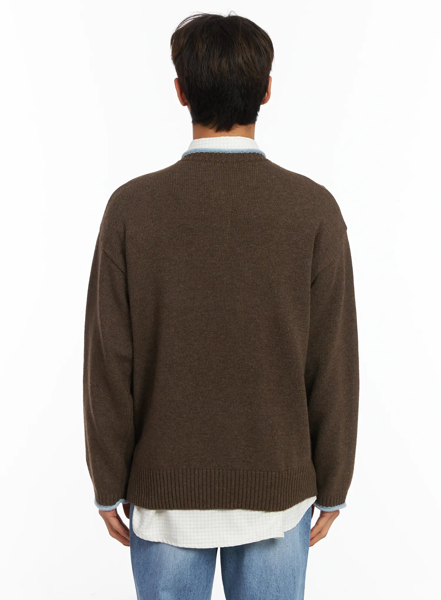 Men's Contrast Henley Knit IJ514 - Image 5