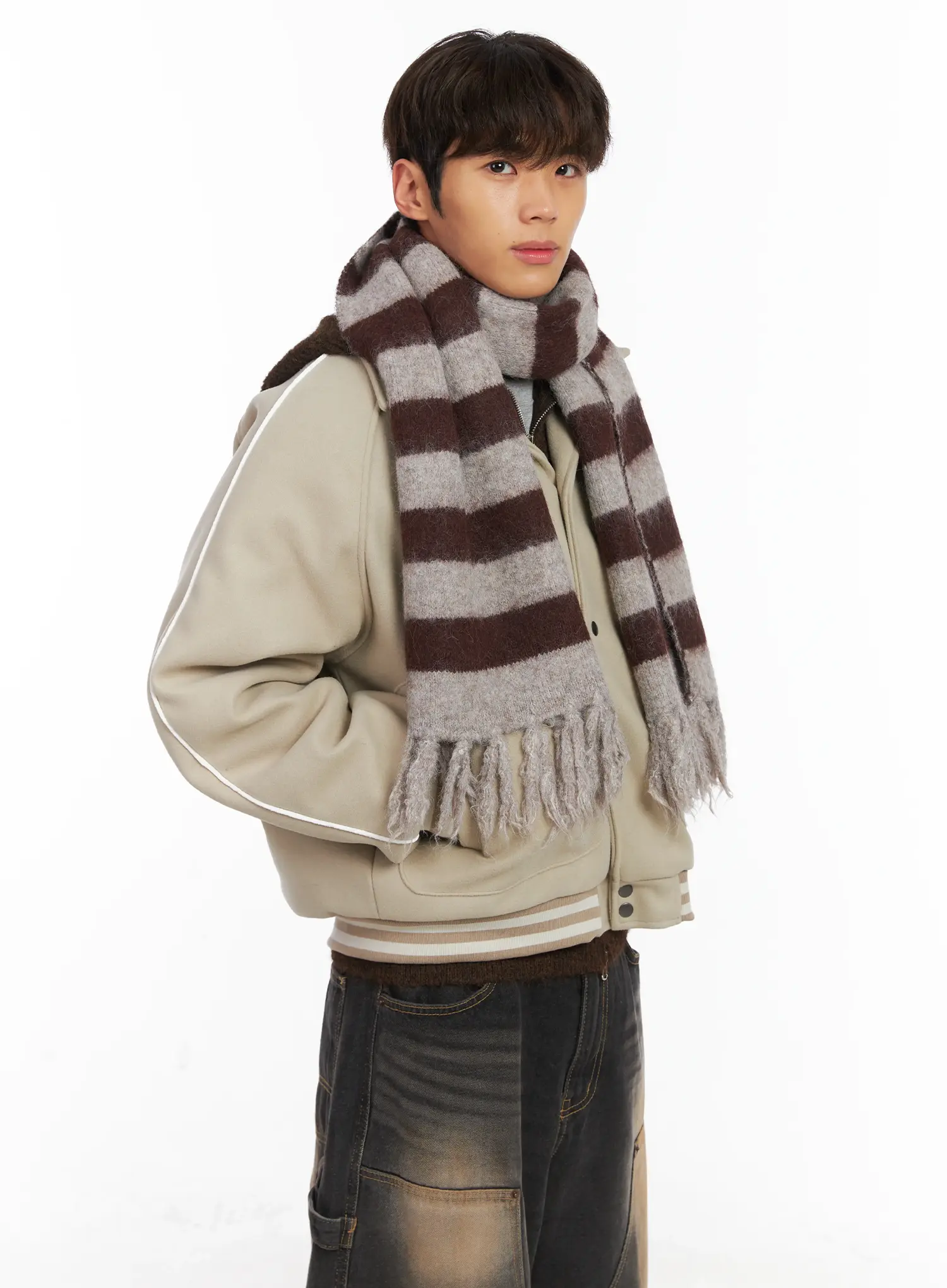 Men's Contrast Piping Varsity Jacket ID511 - Image 10