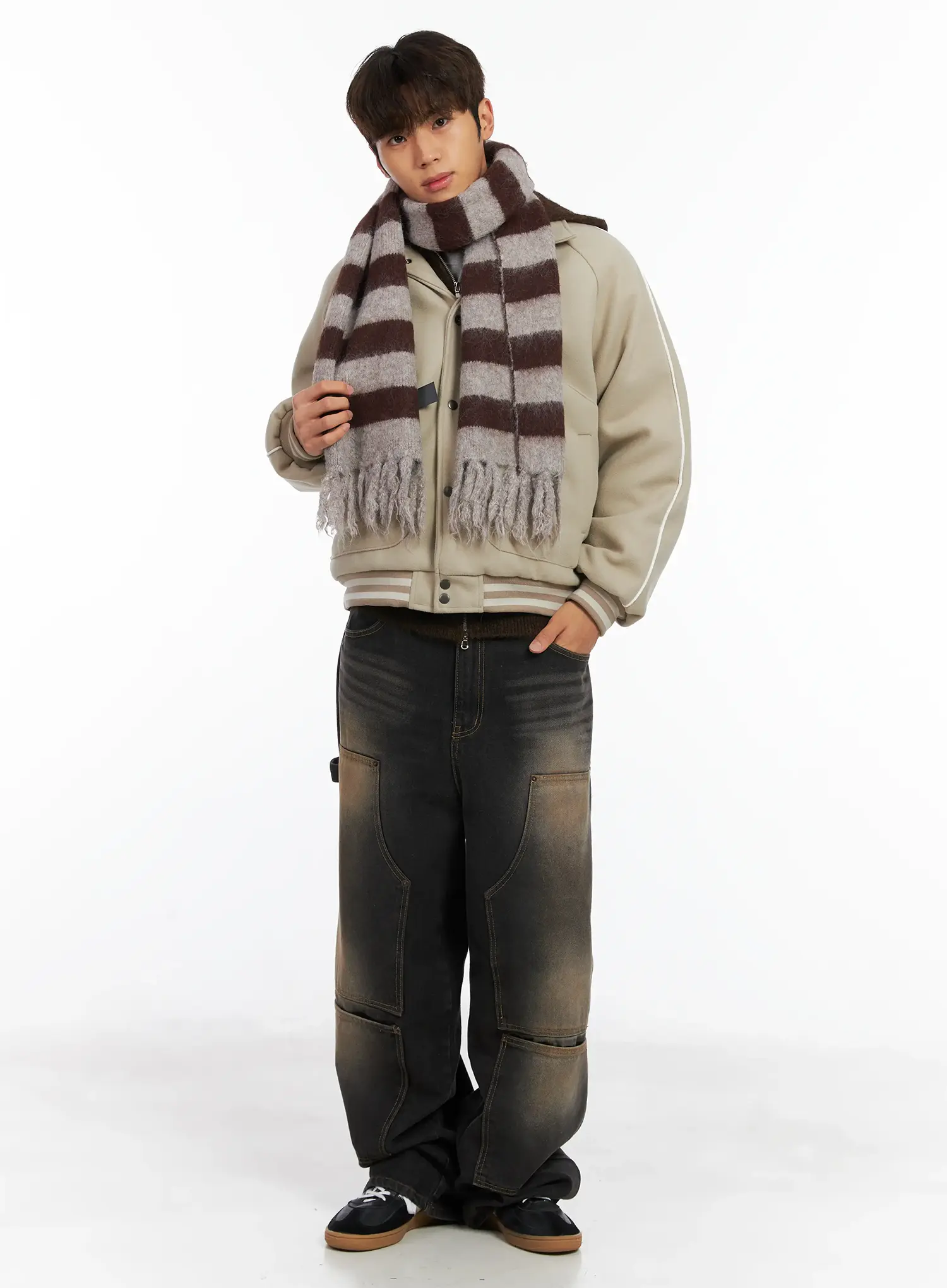 Men's Contrast Piping Varsity Jacket ID511 - Image 3