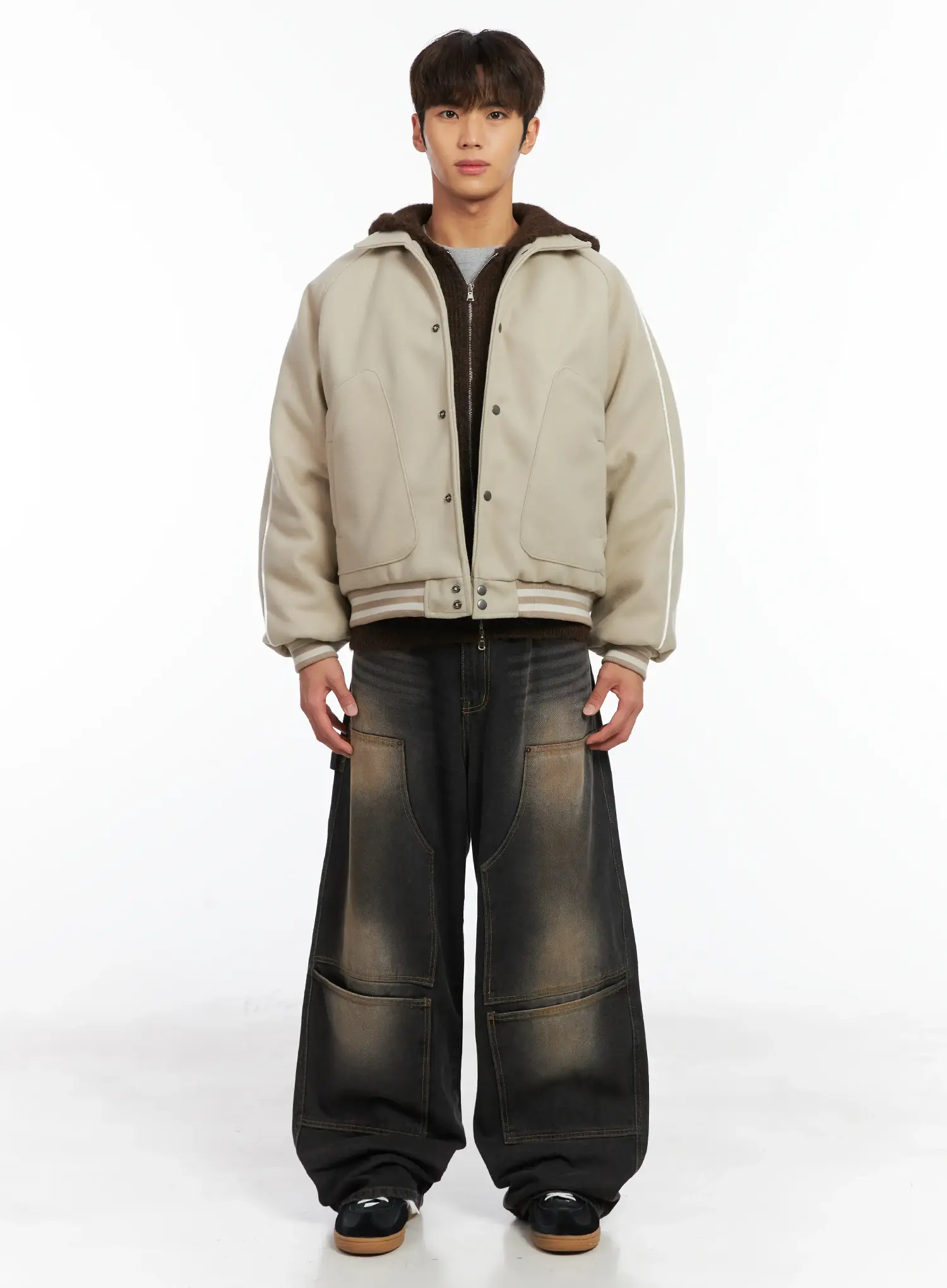 Men's Contrast Piping Varsity Jacket ID511 - Image 4