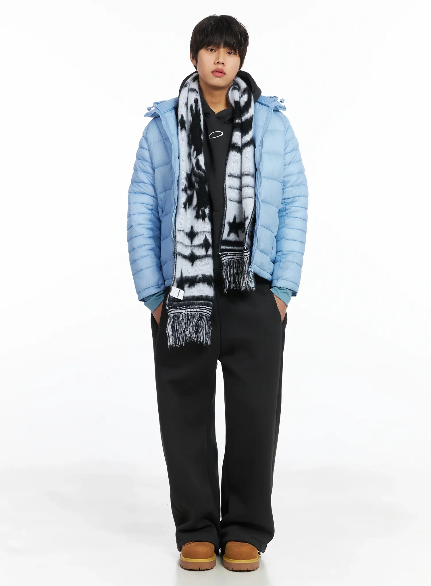 Men's Contrast Star Graphic Scarf IJ512 - Image 4