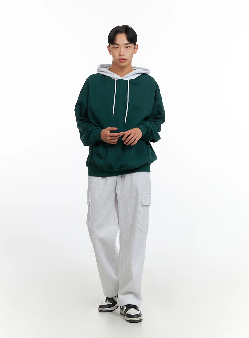 Men's Contrasting Hoodie (Green) IU414 - Image 7