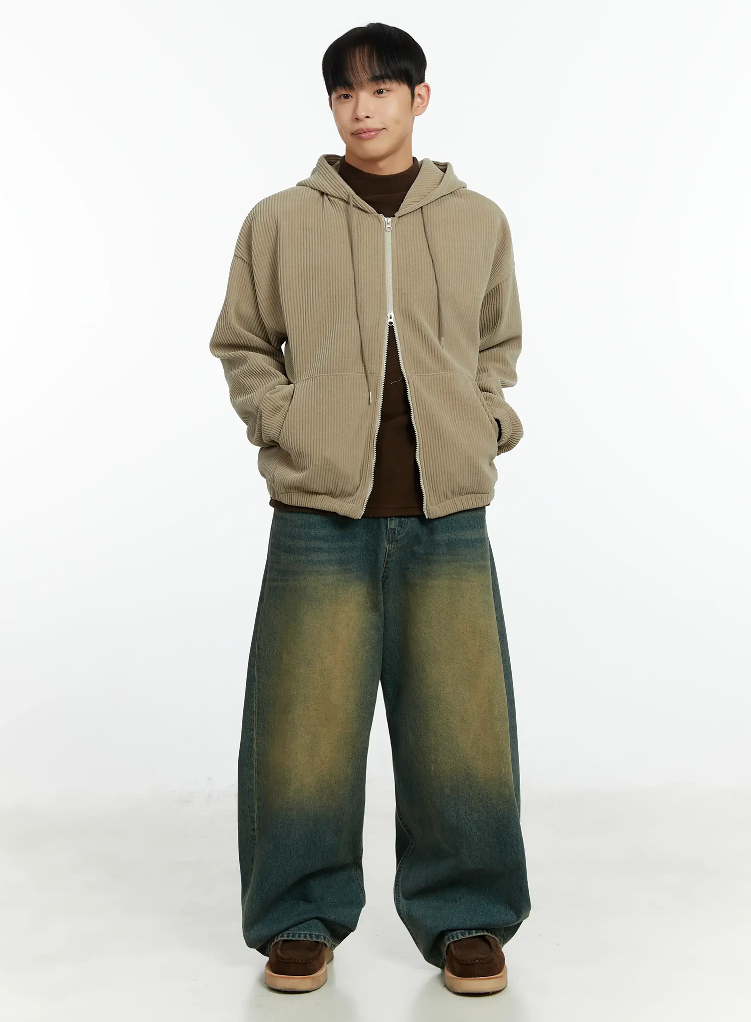 Men's Corduroy Two-Way Zip-Up Hoodie IF510 - Image 8