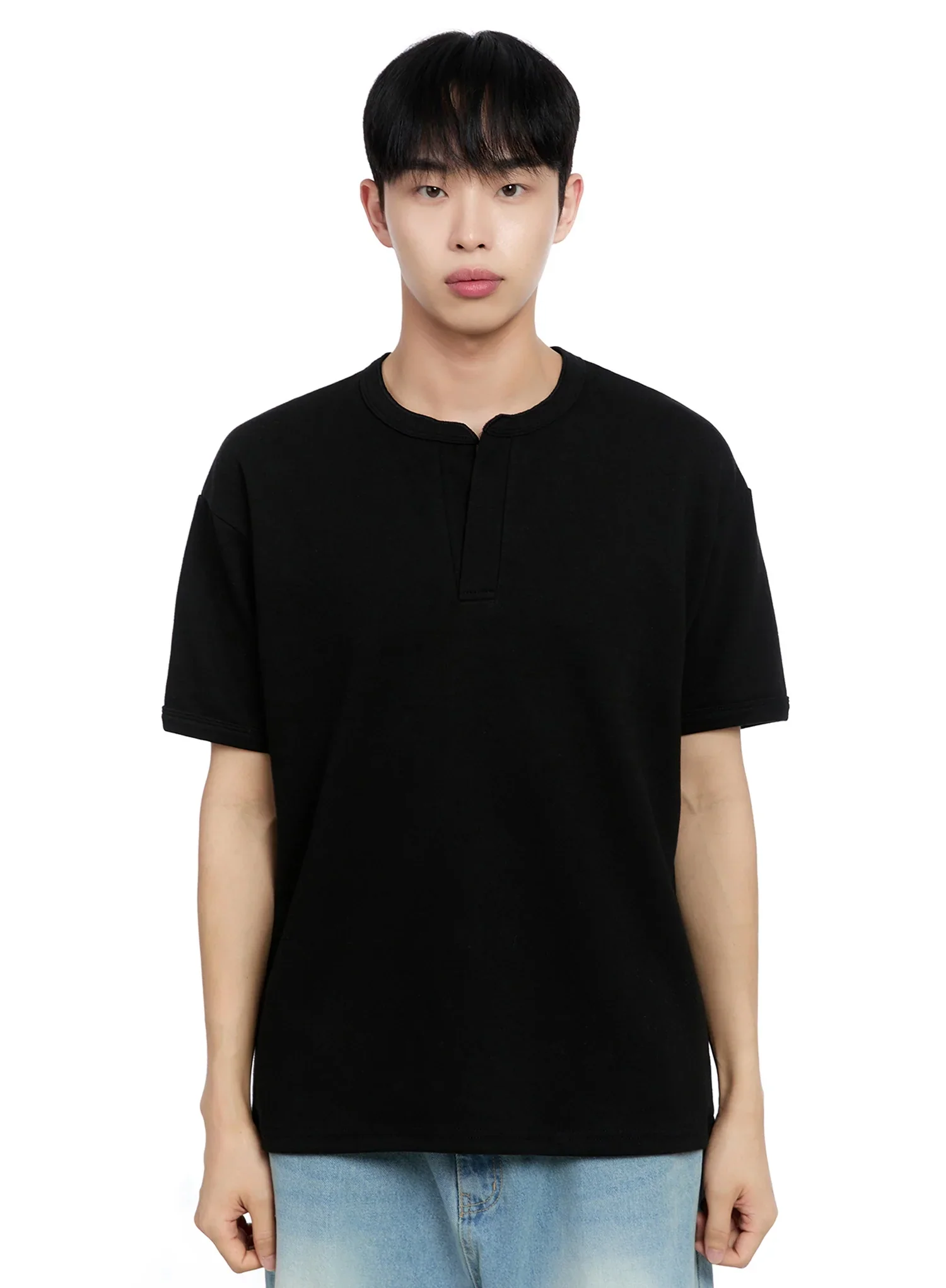 Men's Cotton Henley Tee IG520 - Image 16