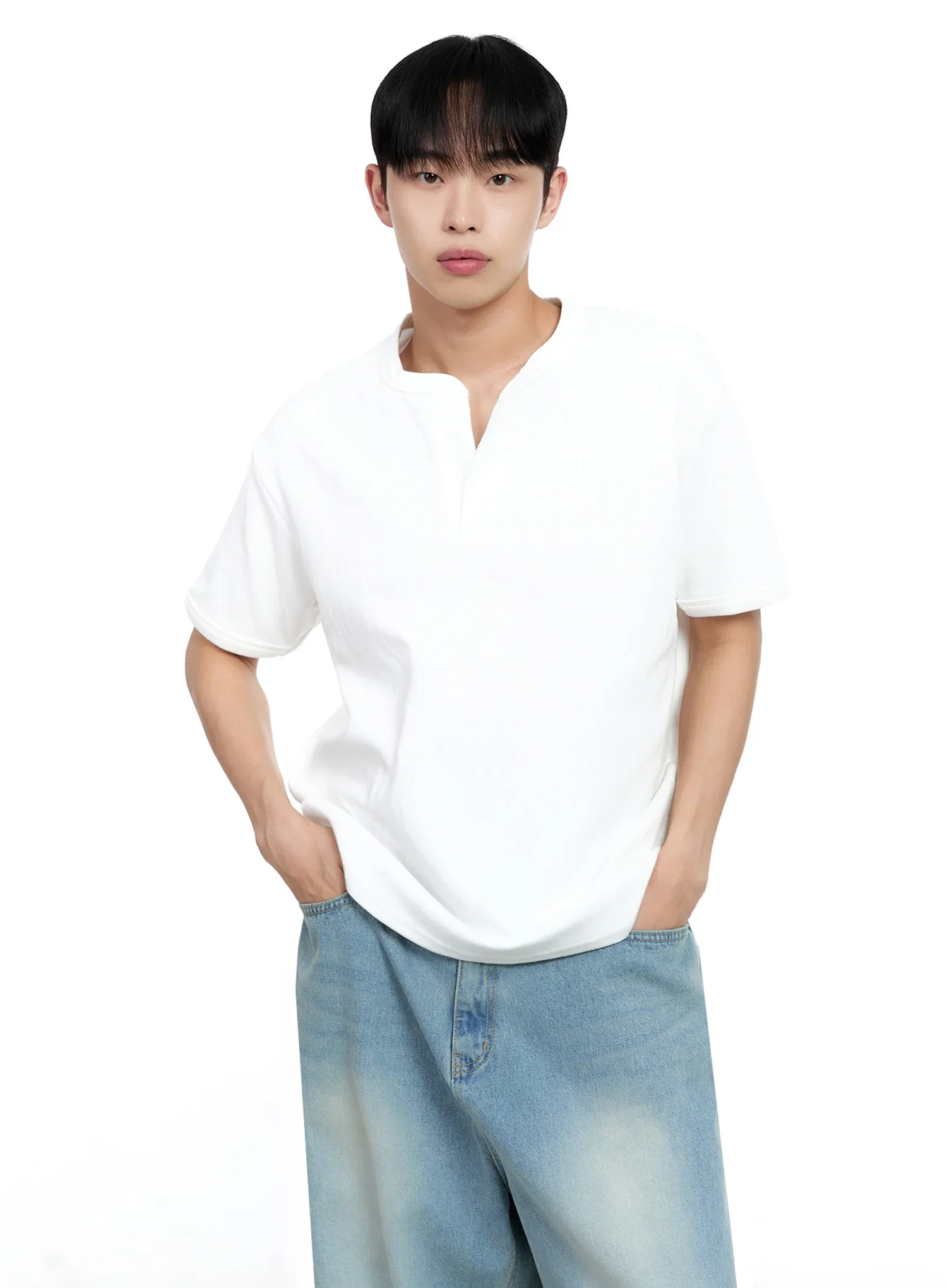 Men's Cotton Henley Tee IG520 - Image 6