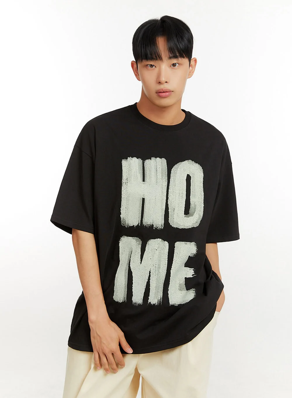 Men's Cotton Lettering Oversize T-Shirt IU426 - Image 3