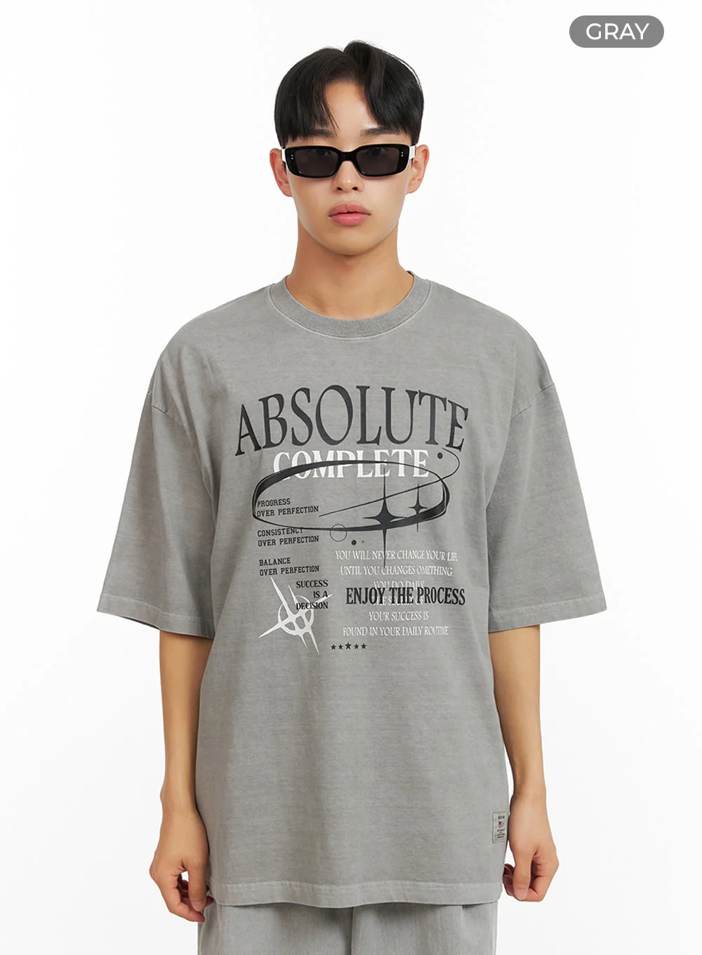 Men's Cotton Lettering Oversized Graphic Tee (Gray) IU414 - Image 9
