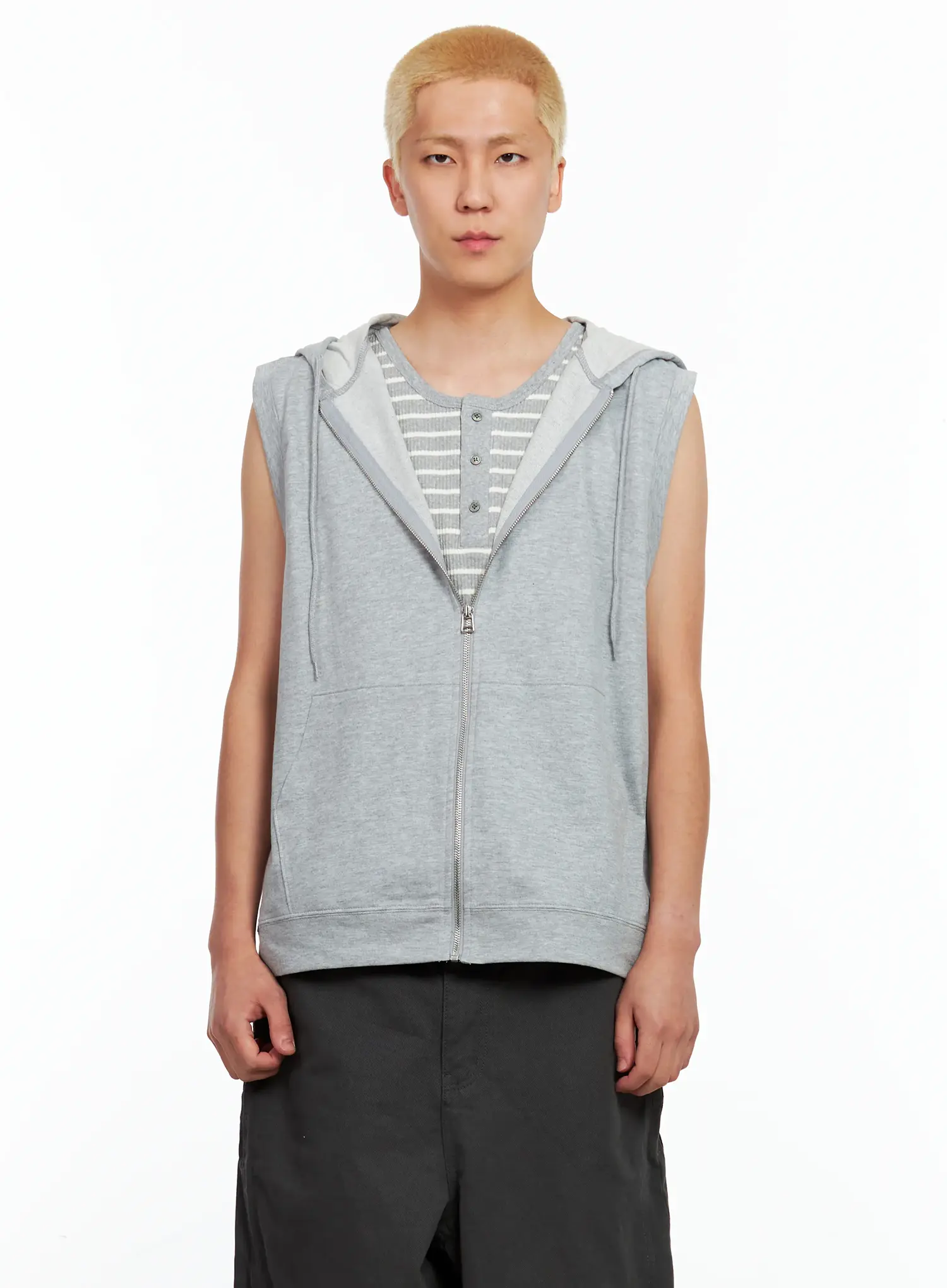 Men's Cotton Zip-Up Hoodie Vest IL511 - Image 11