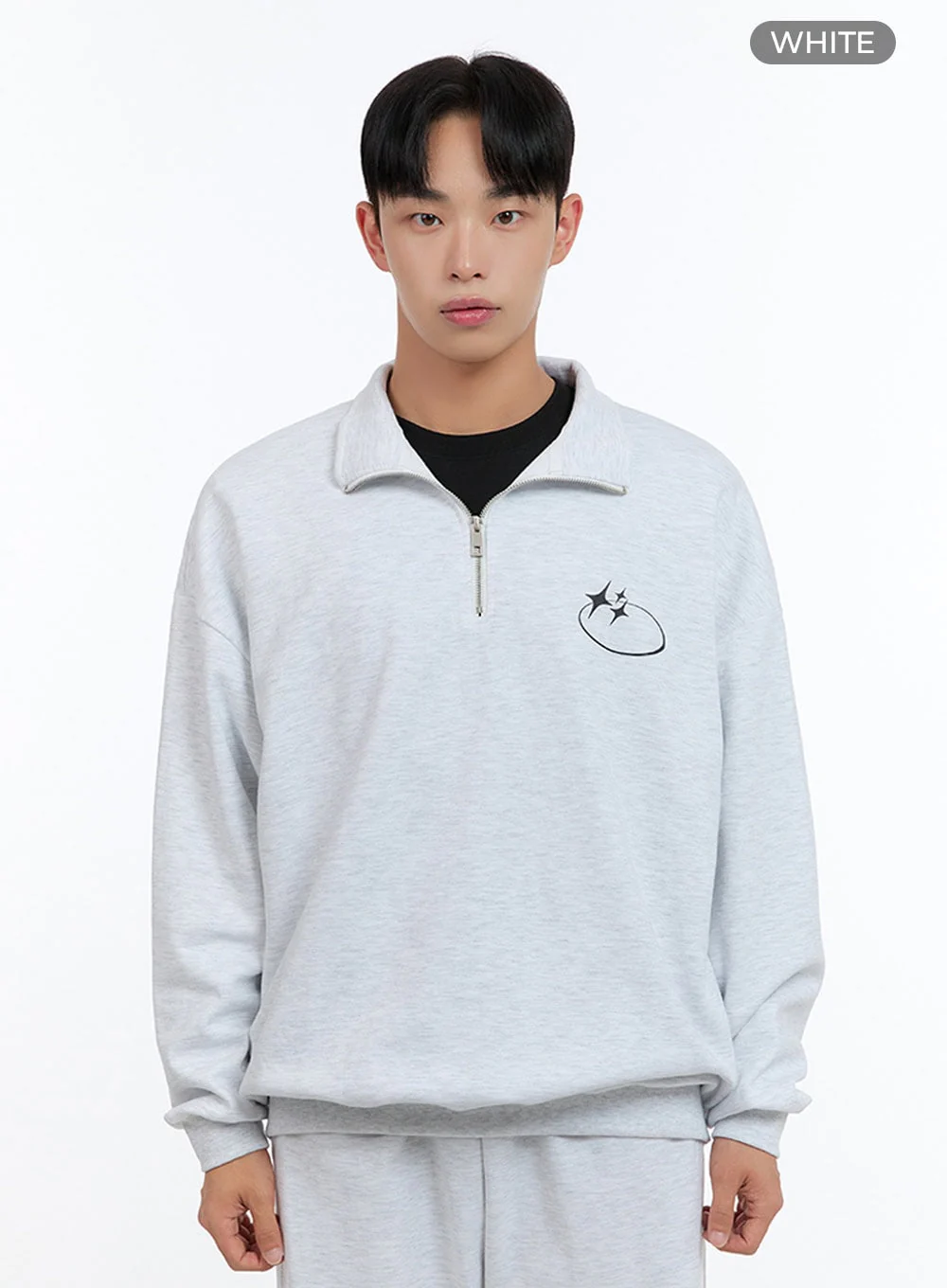 Men's Cozy Half Zip Sweatshirt (White) IS412 - Image 10