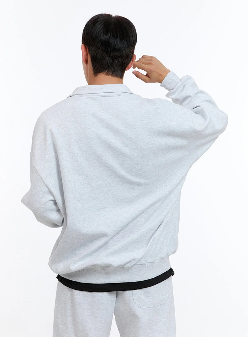 Men's Cozy Half Zip Sweatshirt (White) IS412 - Image 6
