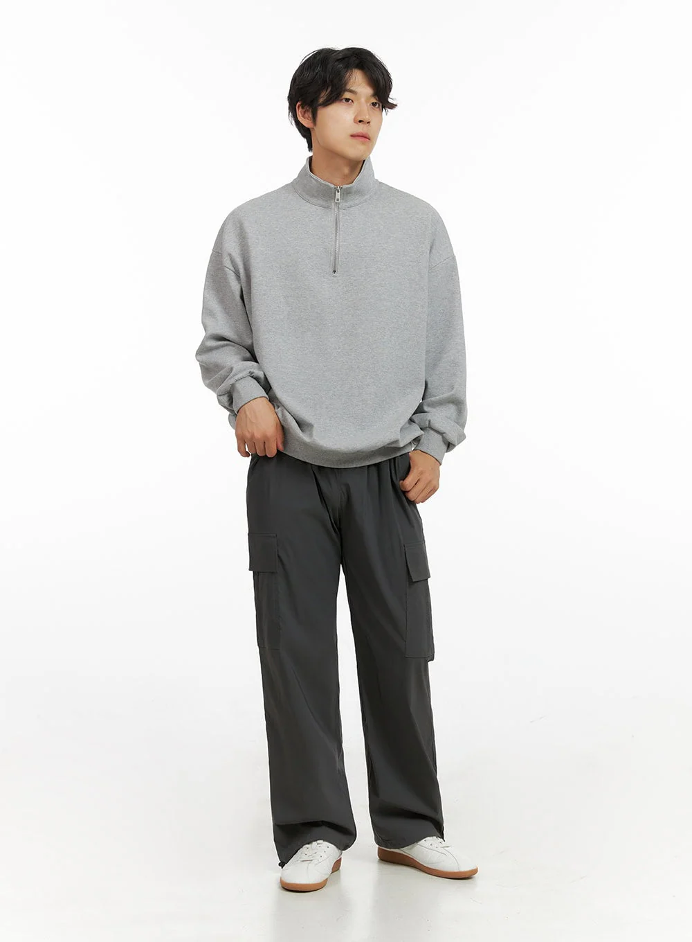 Men's Cozy Zip-Up Solid Sweatshirt (Gray) IG409 - Image 4
