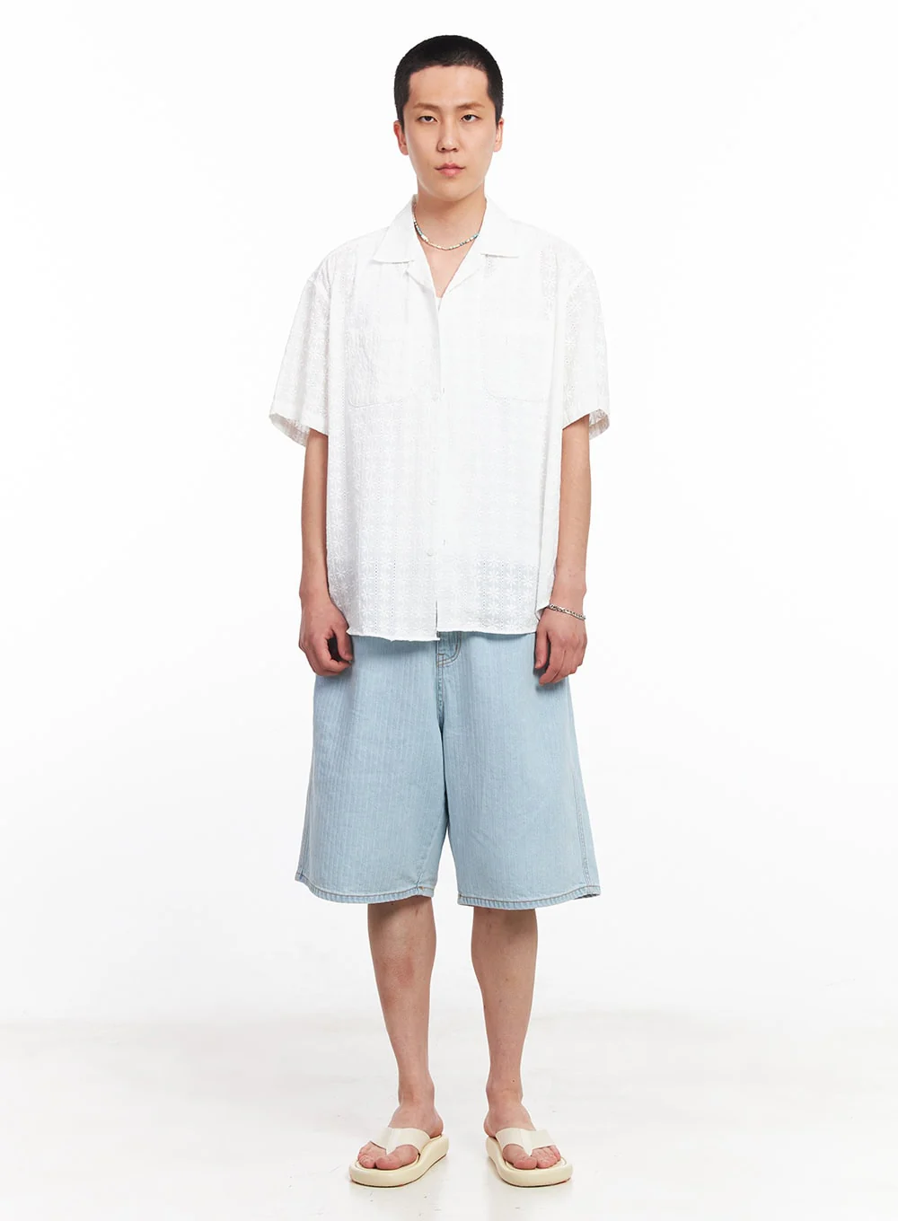 Men's Crochet Collared Shirt IU512 - Image 3