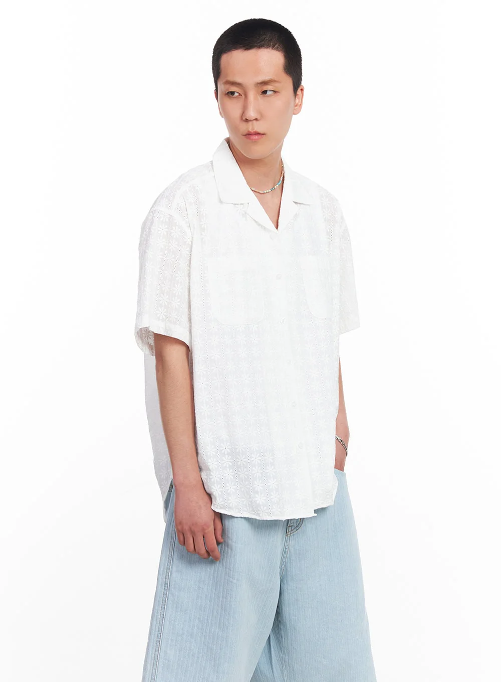 Men's Crochet Collared Shirt IU512 - Image 5