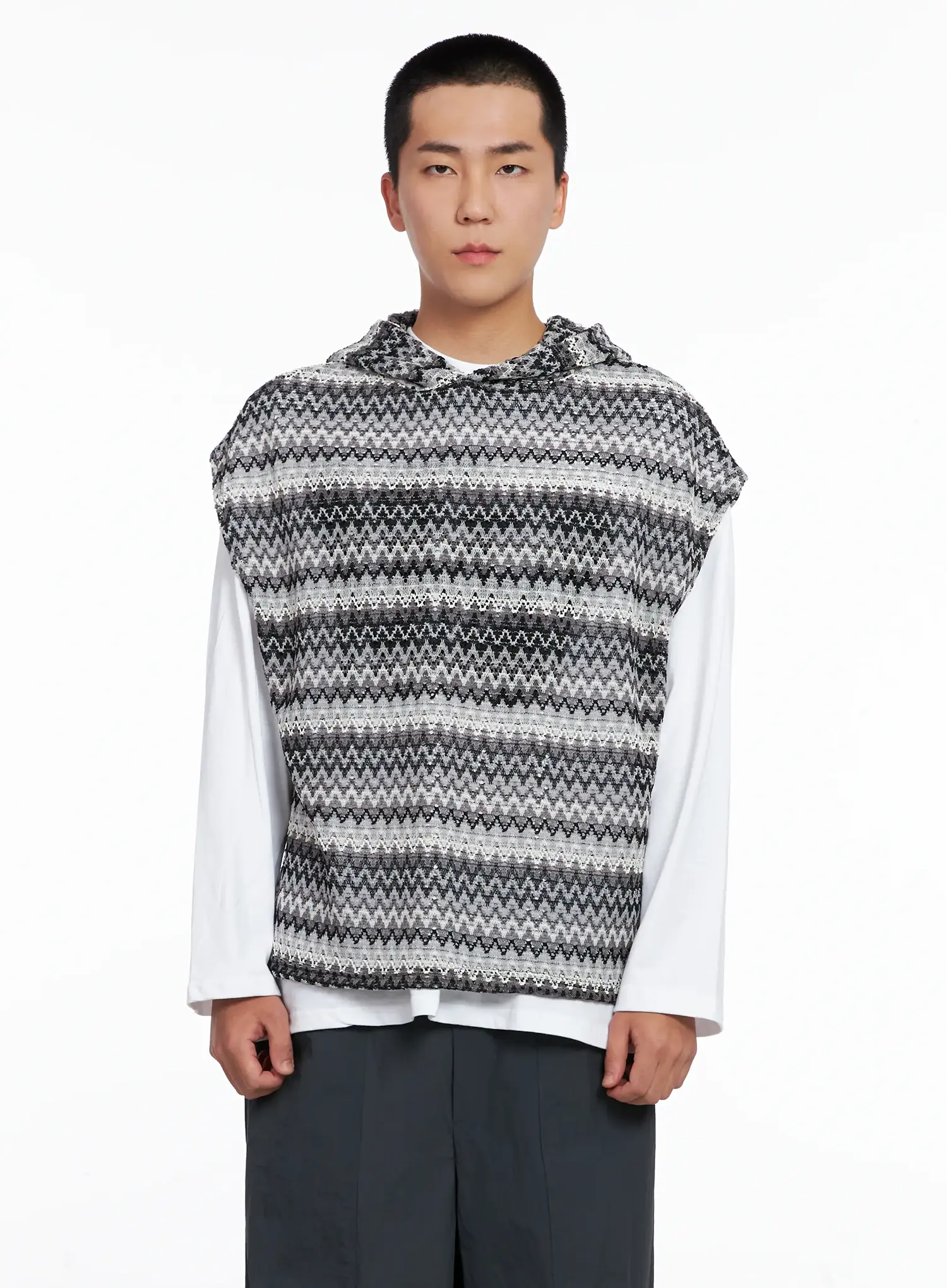 Men's Crochet Hoodie Vest IG529 - Image 10