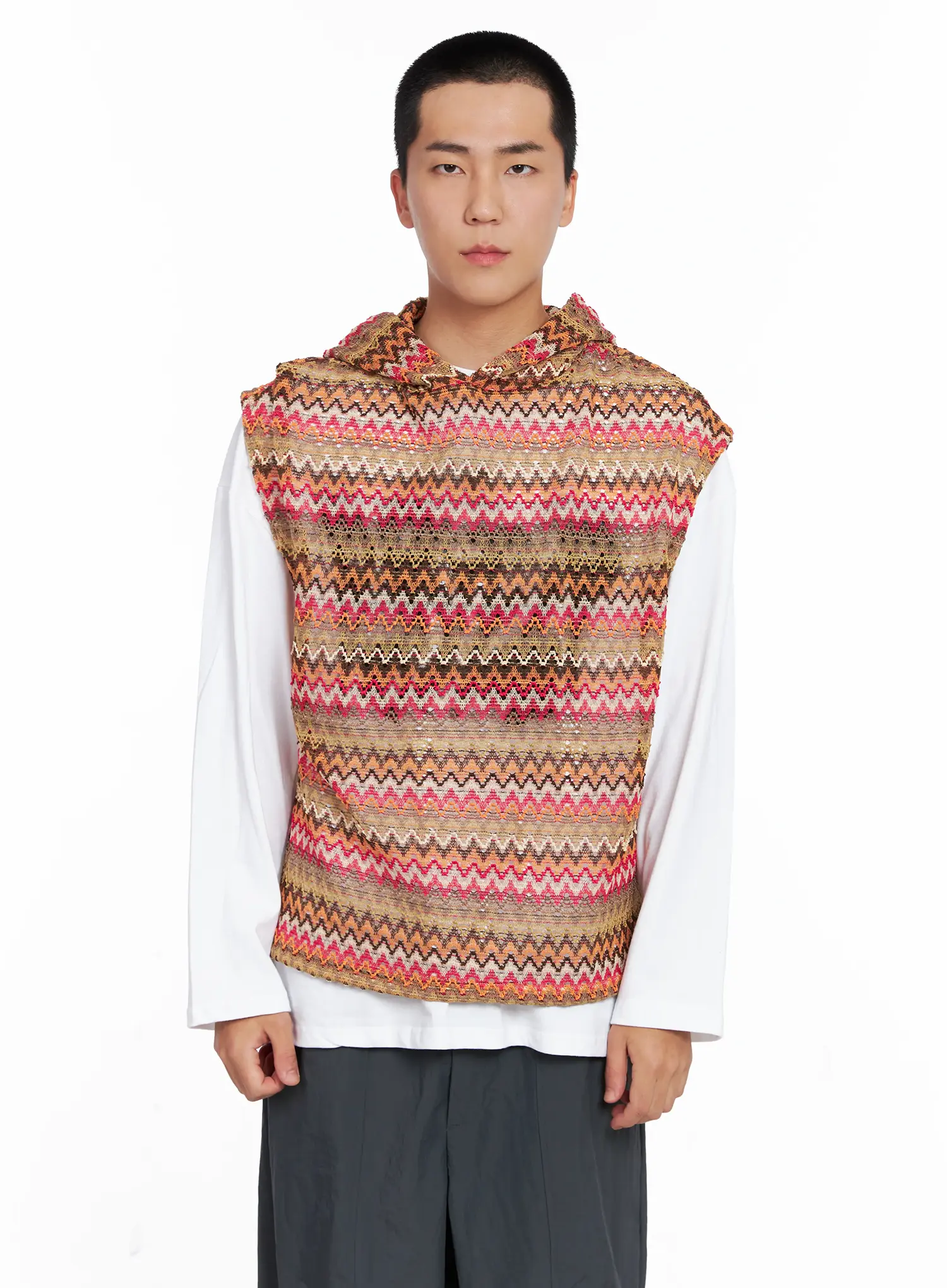 Men's Crochet Hoodie Vest IG529 - Image 13