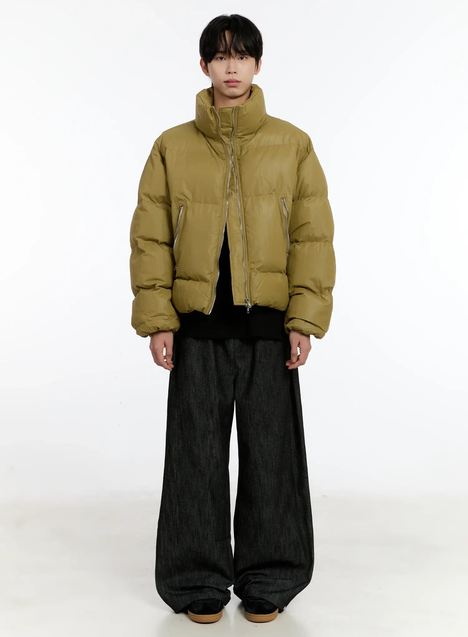 Men's Cropped Puffer Jacket (Dark Yellow) ID502 - Image 3