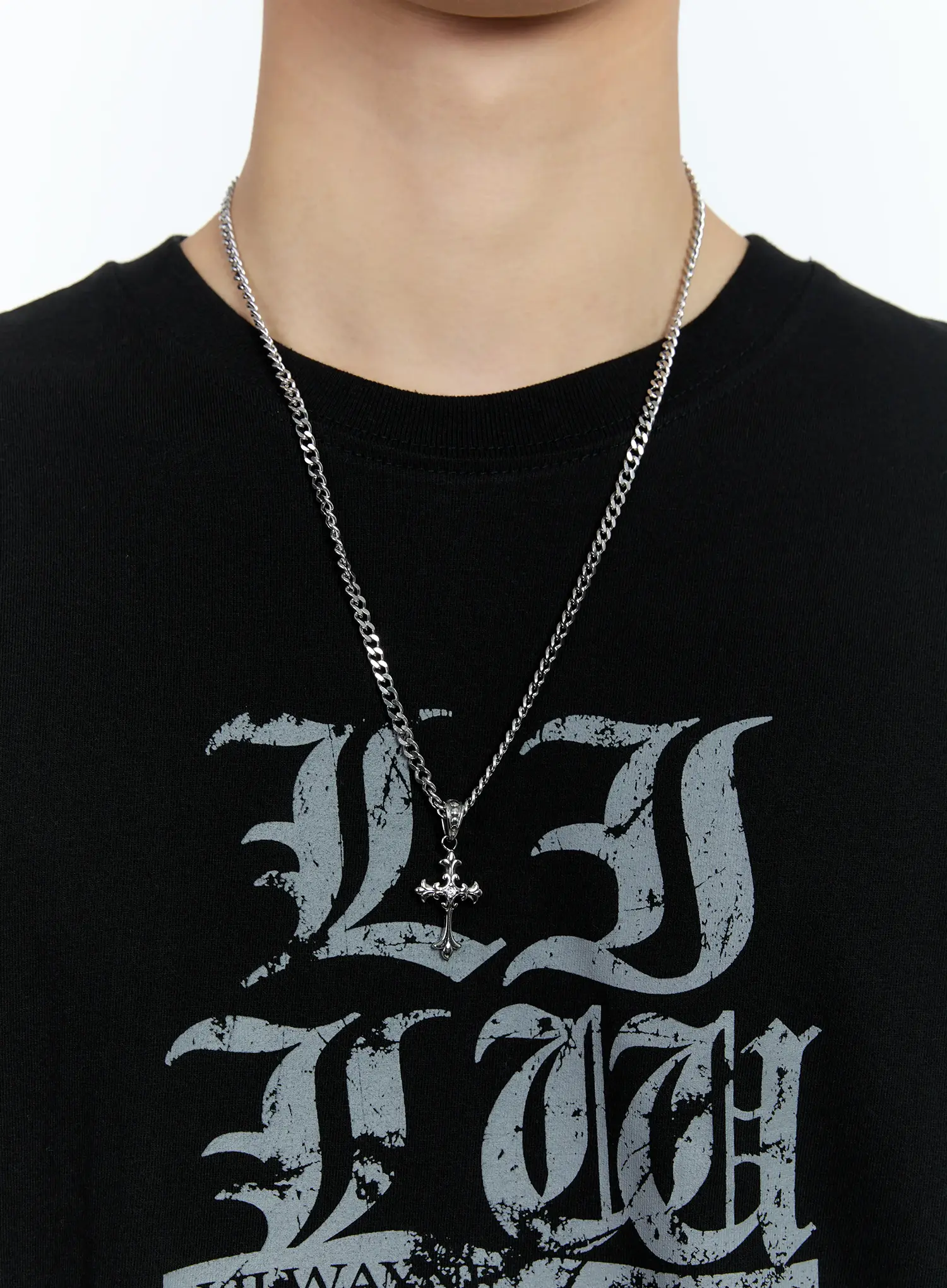 Men's Cross Pendant Chain Necklace IL529 - Image 2