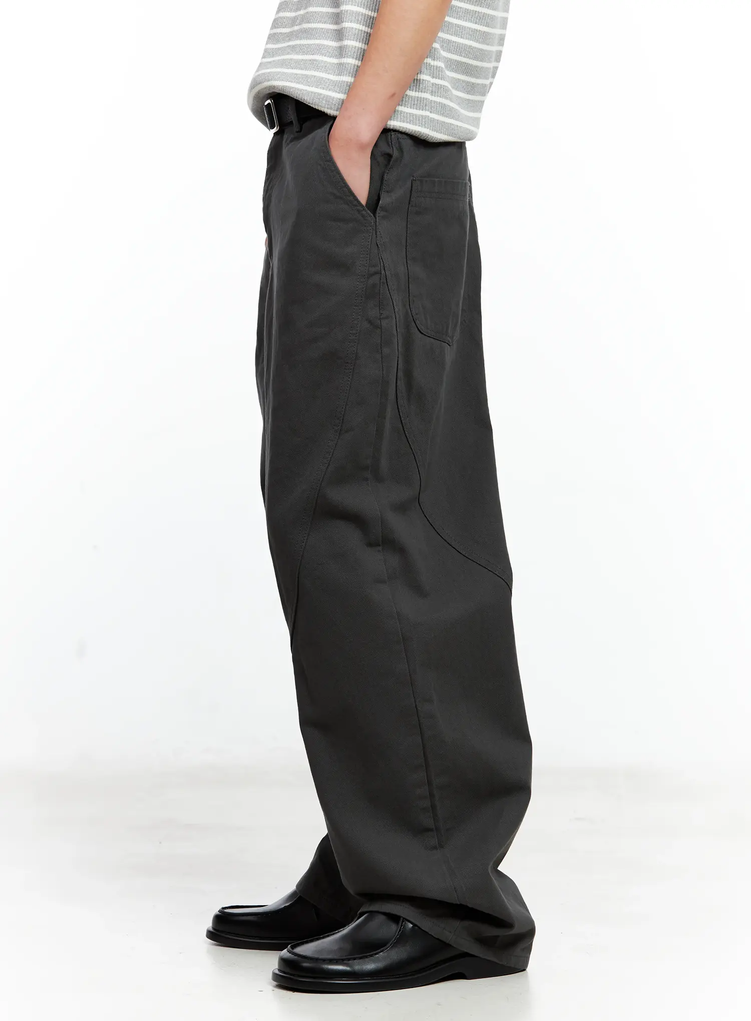 Men's Curved Seam Wide Cotton Pants IL511 - Image 2