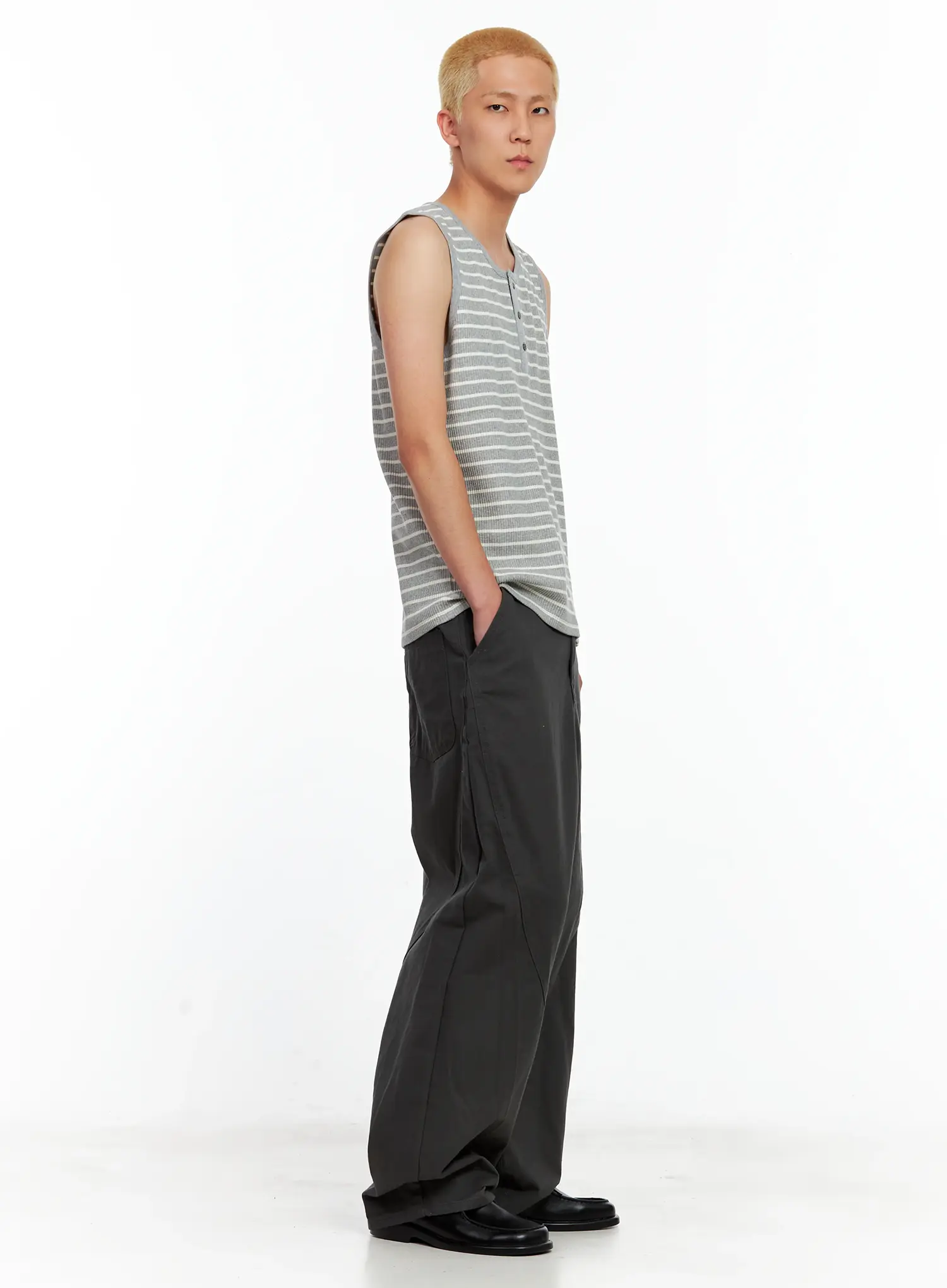 Men's Curved Seam Wide Cotton Pants IL511 - Image 8
