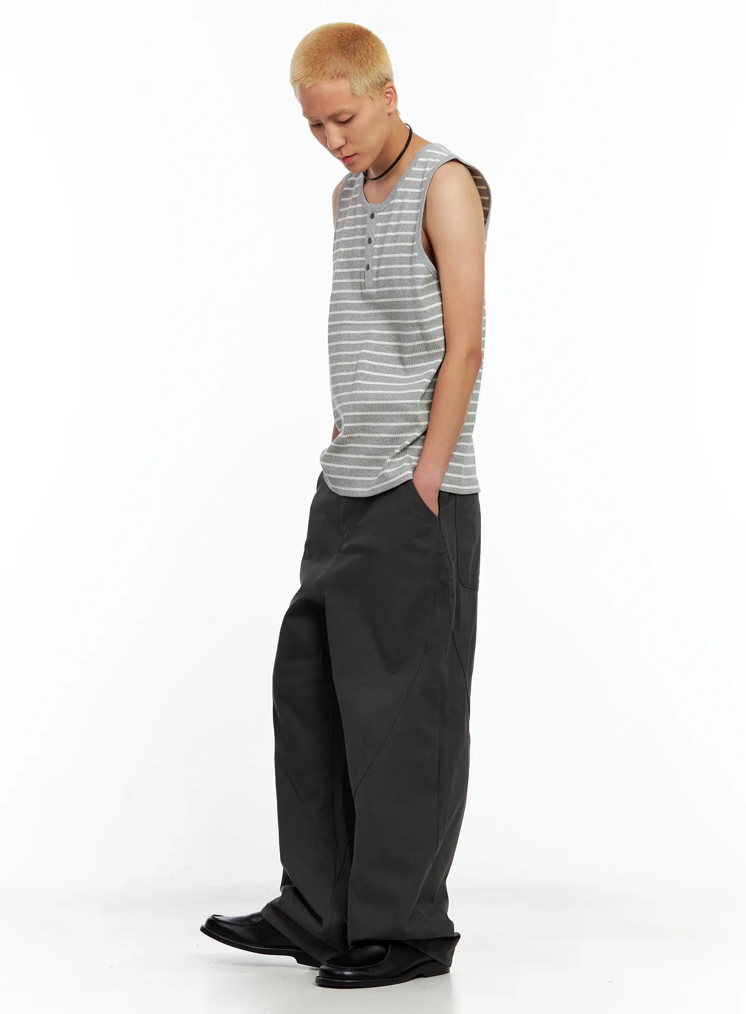 Men's Curved Seam Wide Cotton Pants IL511 - Image 9