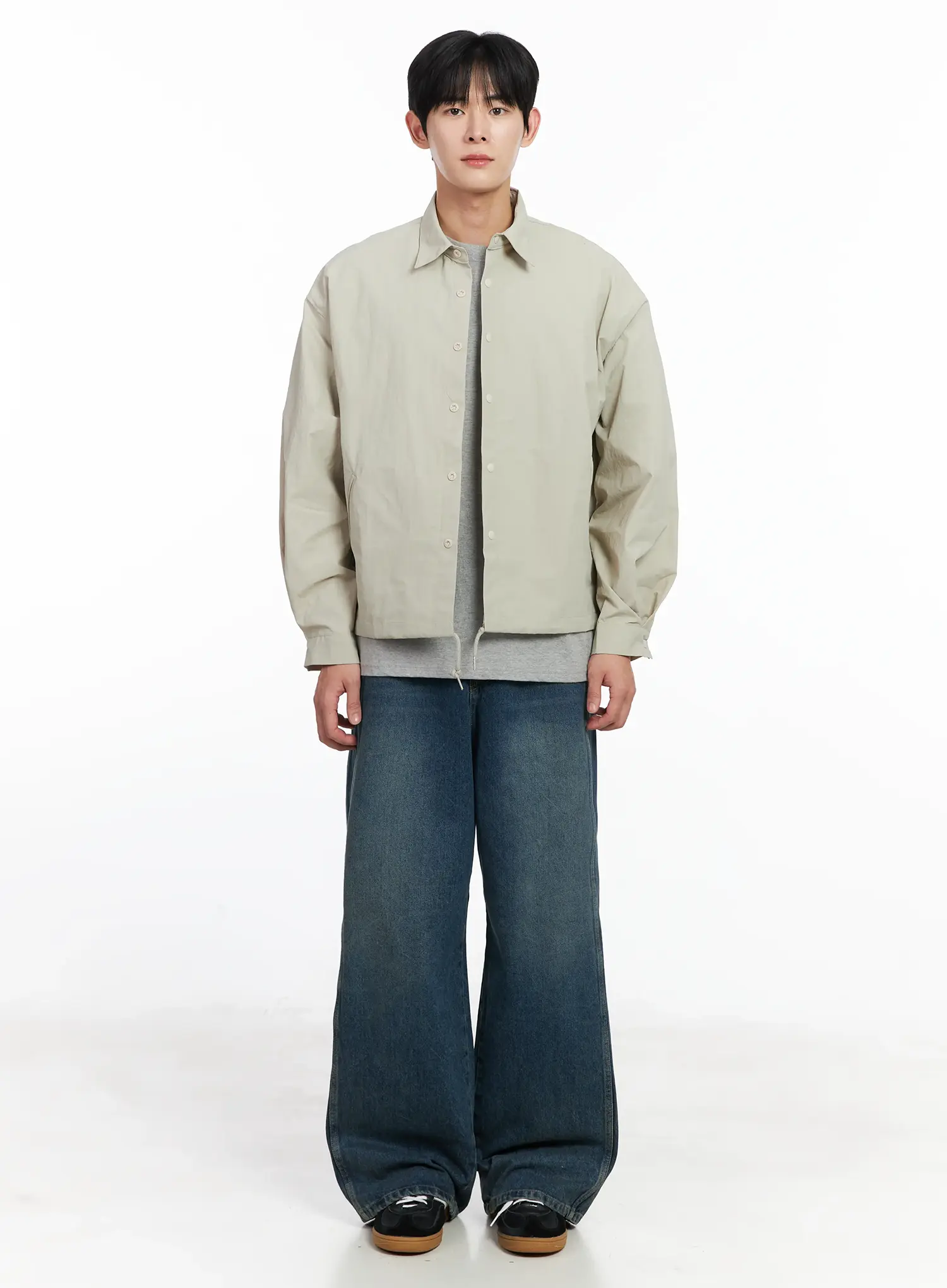 Men's Dark Blue Wide Denim Pants IJ521 - Image 3